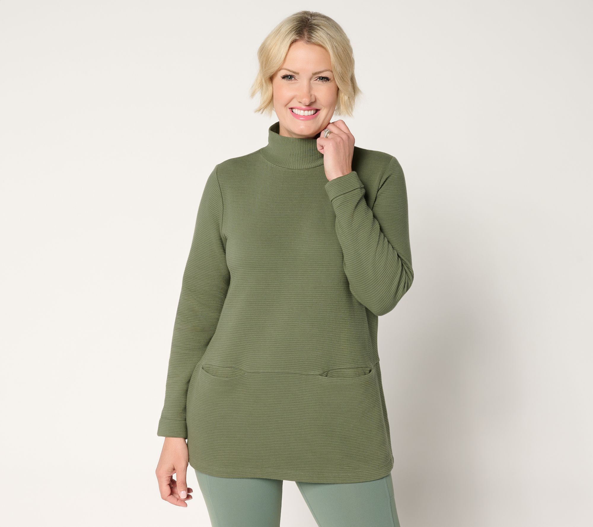 "As Is" Denim & Co. Active Regular Ottoman Mock Neck Tunic