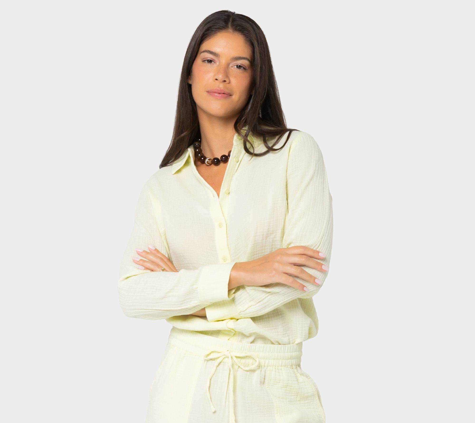 Peace Love World Washed Cotton Gauze Top with Embroidery