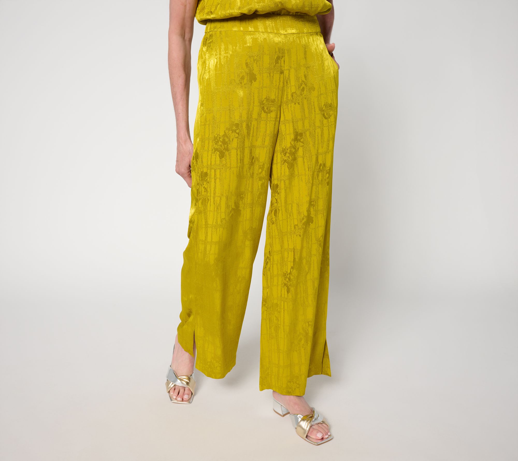 "As Is" Carla Rockmore Collection Reg Pull On Side Slit Foil Pant
