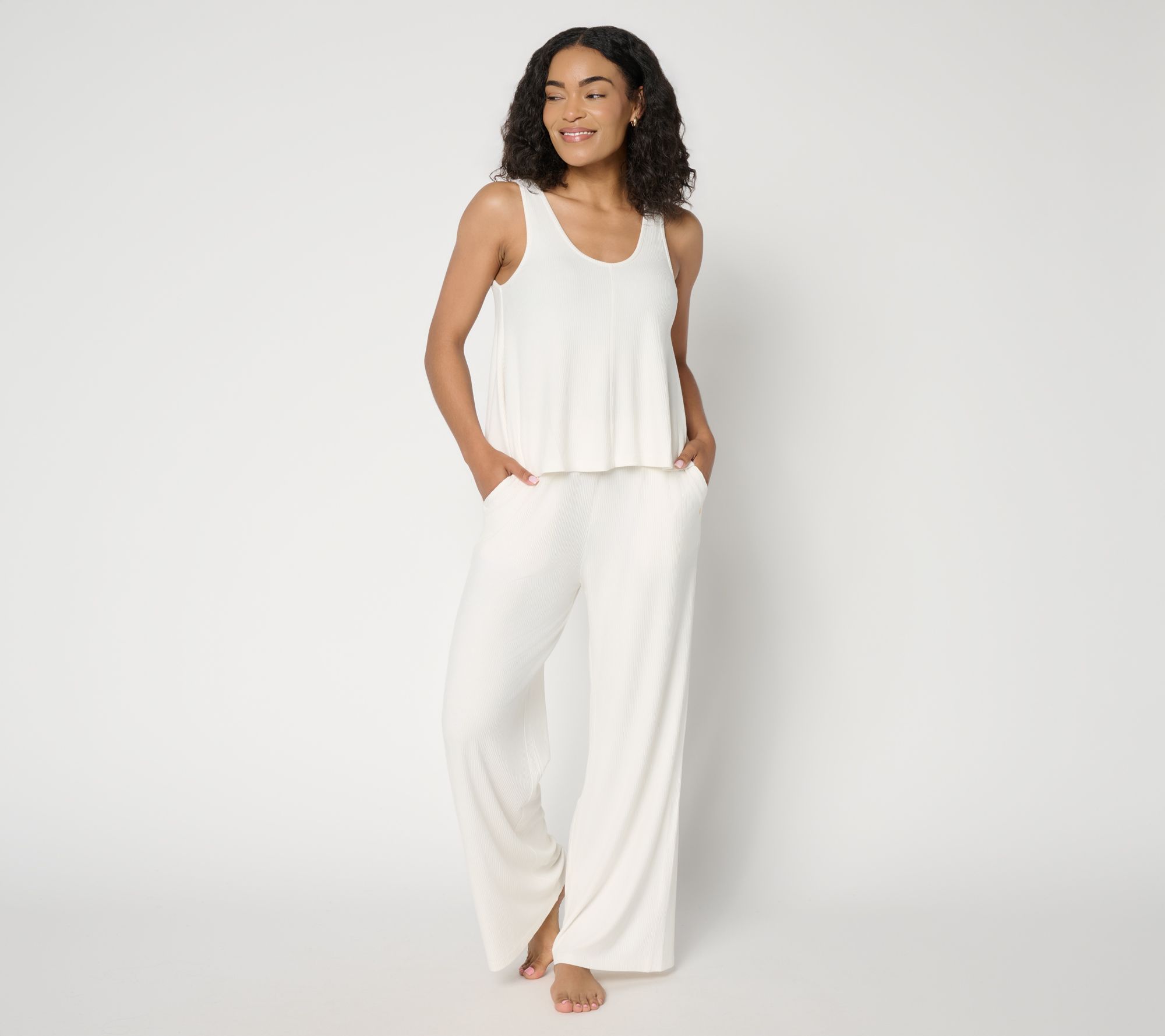 Lattelove Rib A-Line Tank & Straight Leg Pant Lounge Set