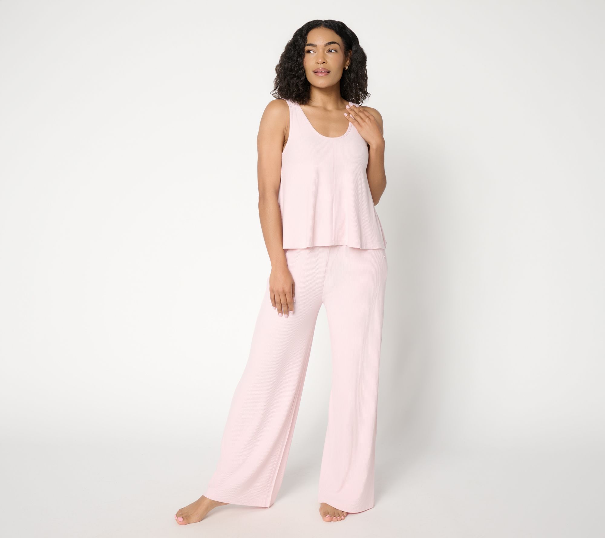 Lattelove Rib A-Line Tank & Straight Leg Pant Lounge Set