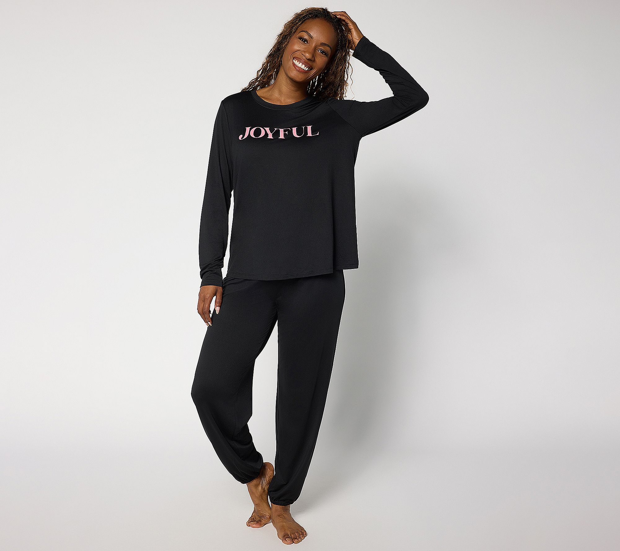 "As Is" AnyBody Tall Lush Jersey Message Top and Jogger Set