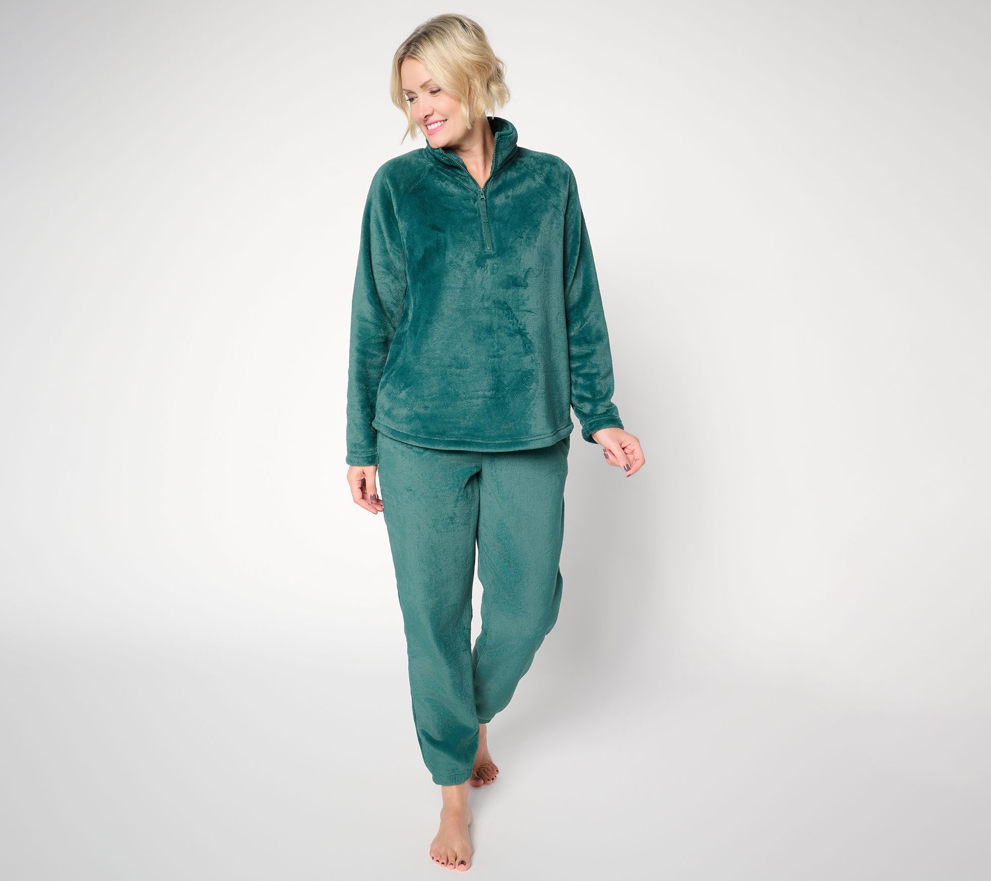 "As Is" Berkshire Homewear Plush 1/4-Zip 2pc JoggerLoungeSet