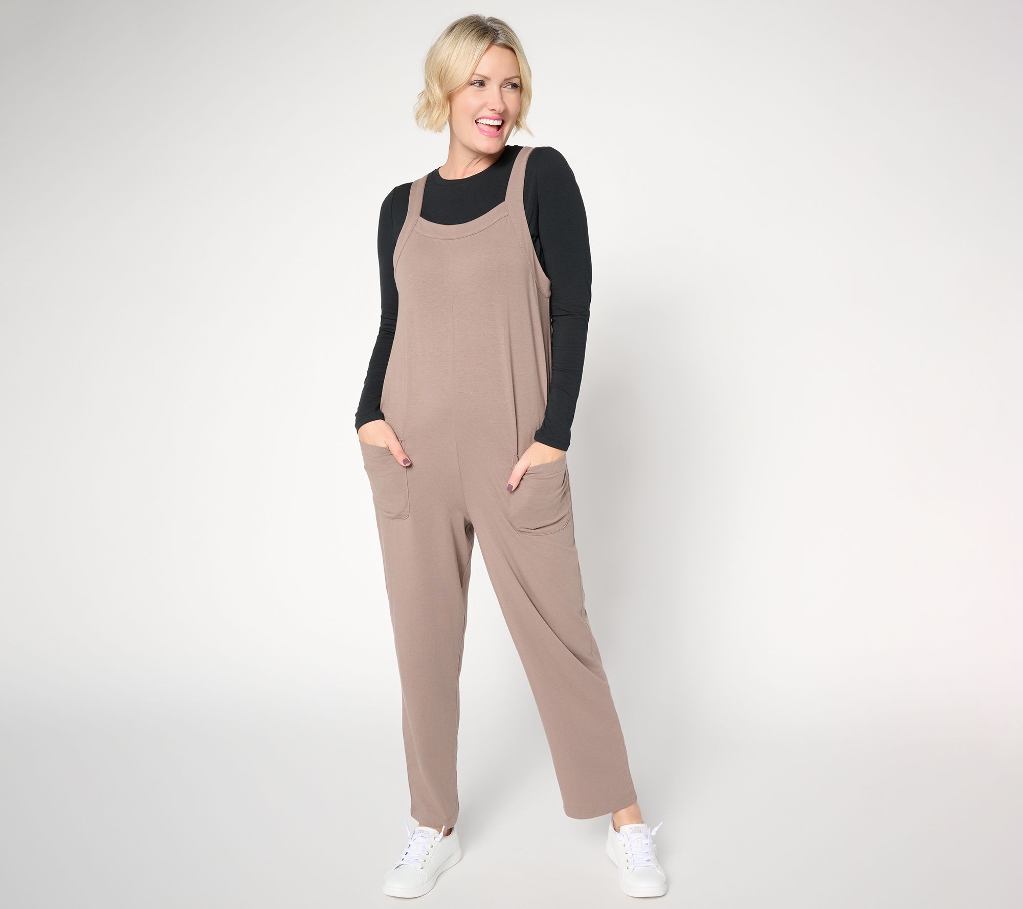 "As Is" AnyBody Regular Cozy Knit Jumpsuit and Long Sleeve Top Set