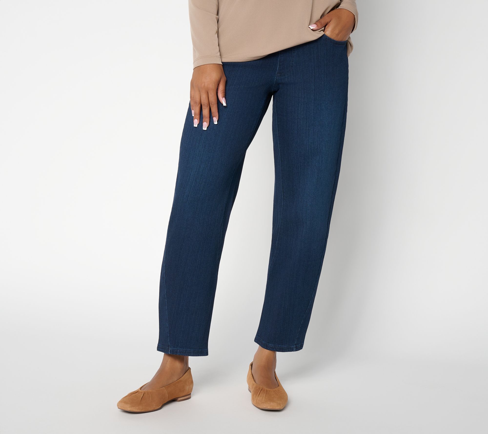 Belle by Kim Gravel Petite Primabelle Denim Barrel Jeans