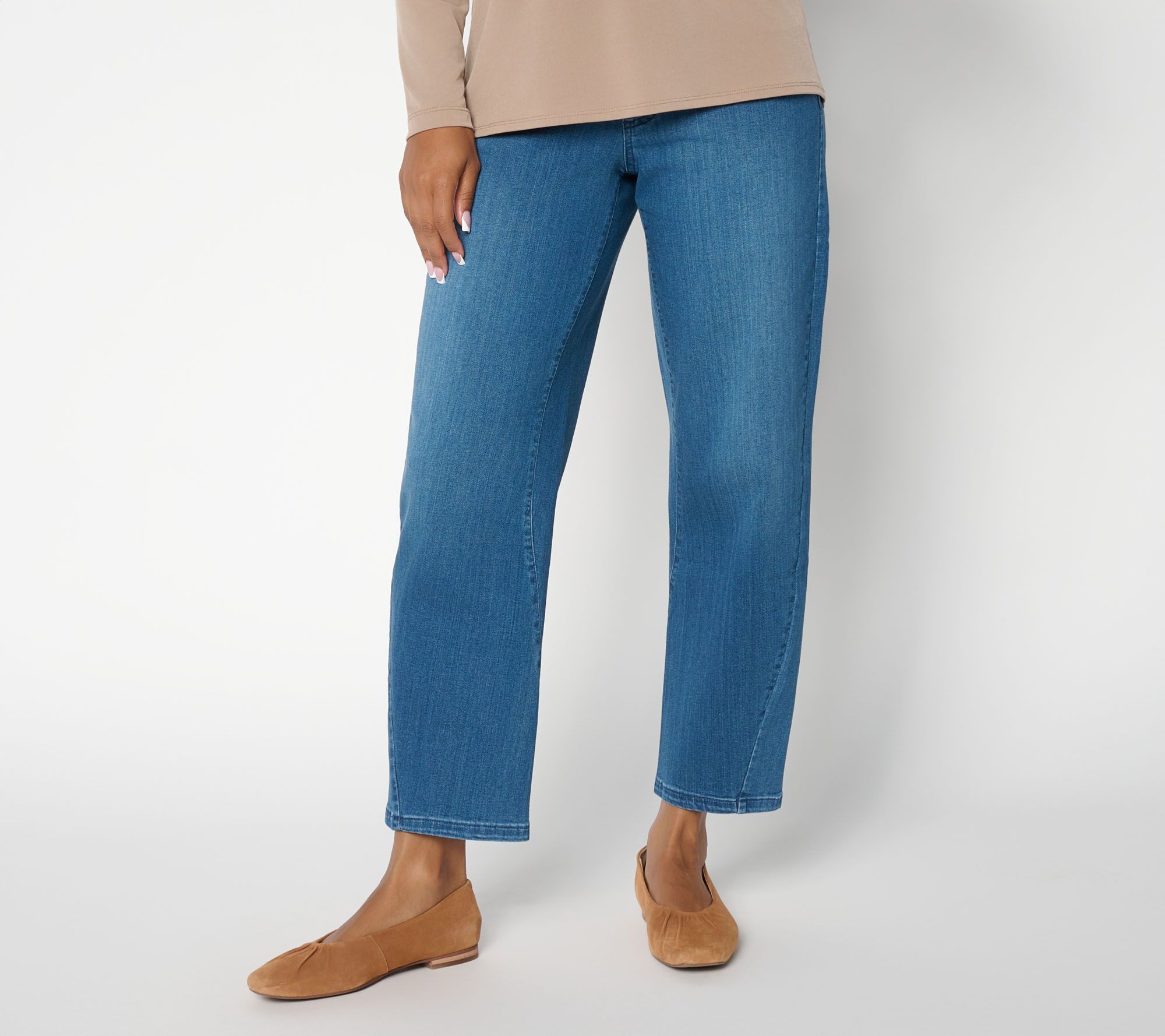Belle by Kim Gravel Petite Primabelle Denim Barrel Jeans