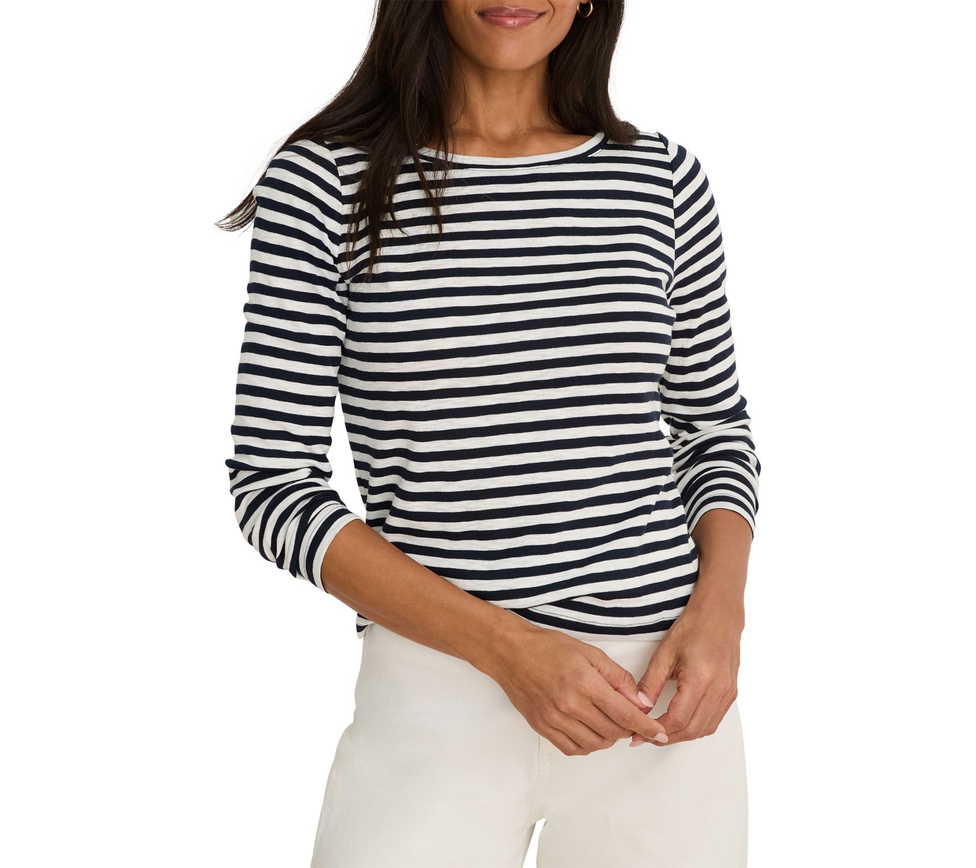 NIC+ZOE Stripe Cape Rib Modern Boat Tee