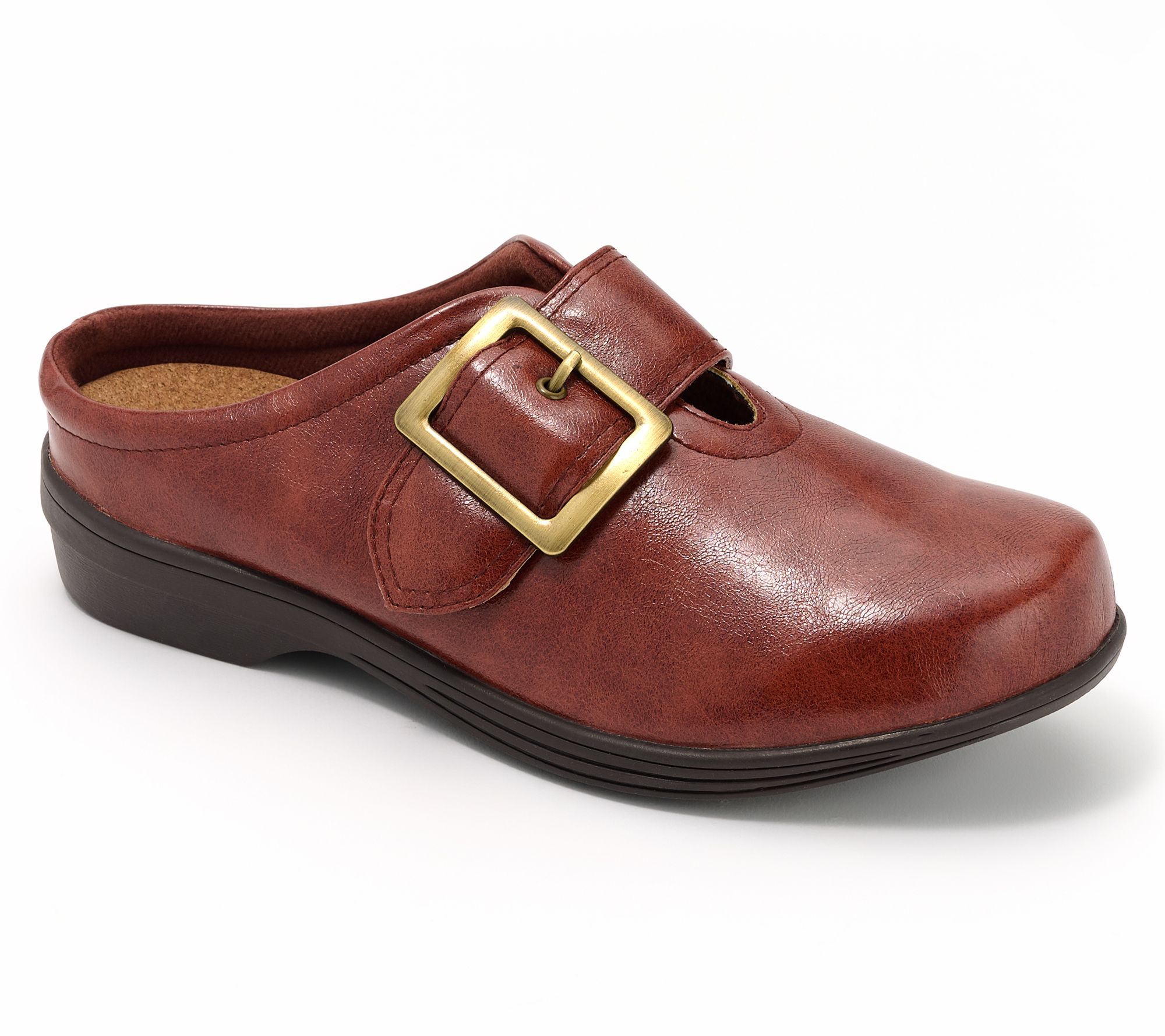 Revitalign Orthotic Leather Buckle Clogs - Modesto