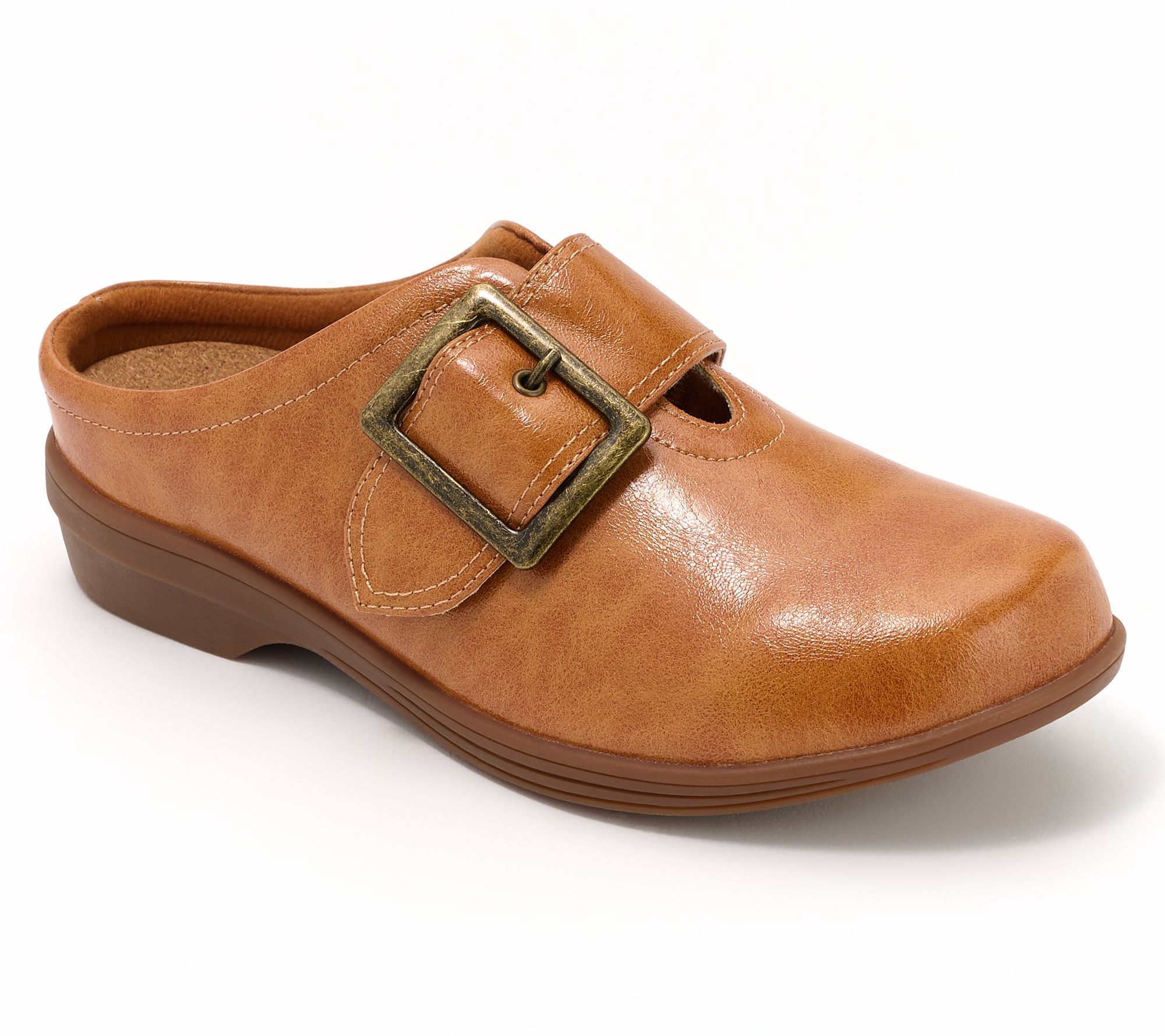 Revitalign Orthotic Leather Buckle Clogs - Modesto