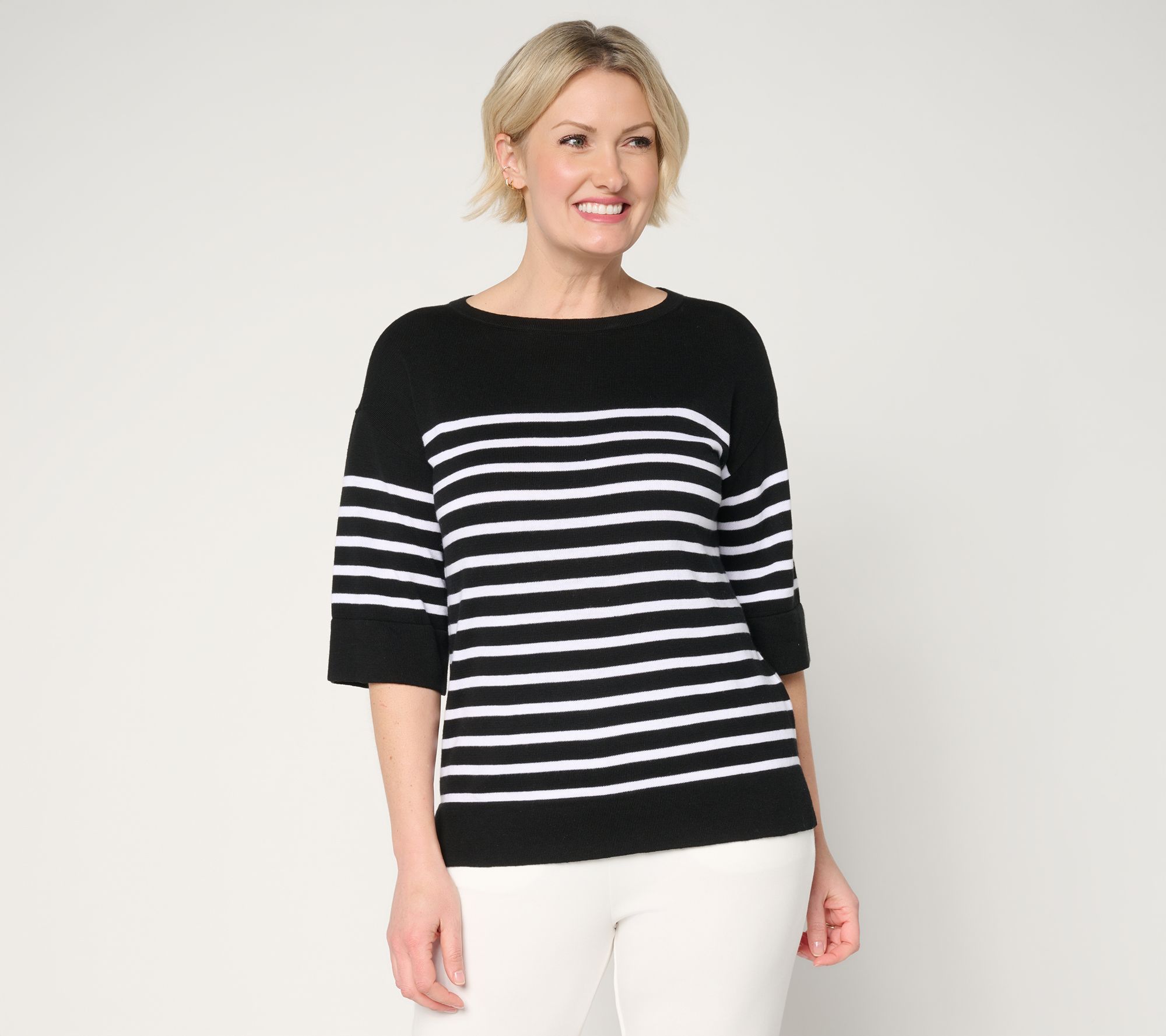 "As Is" Belle by Kim Gravel Stripes & the City Elbow Sleeve Sweater