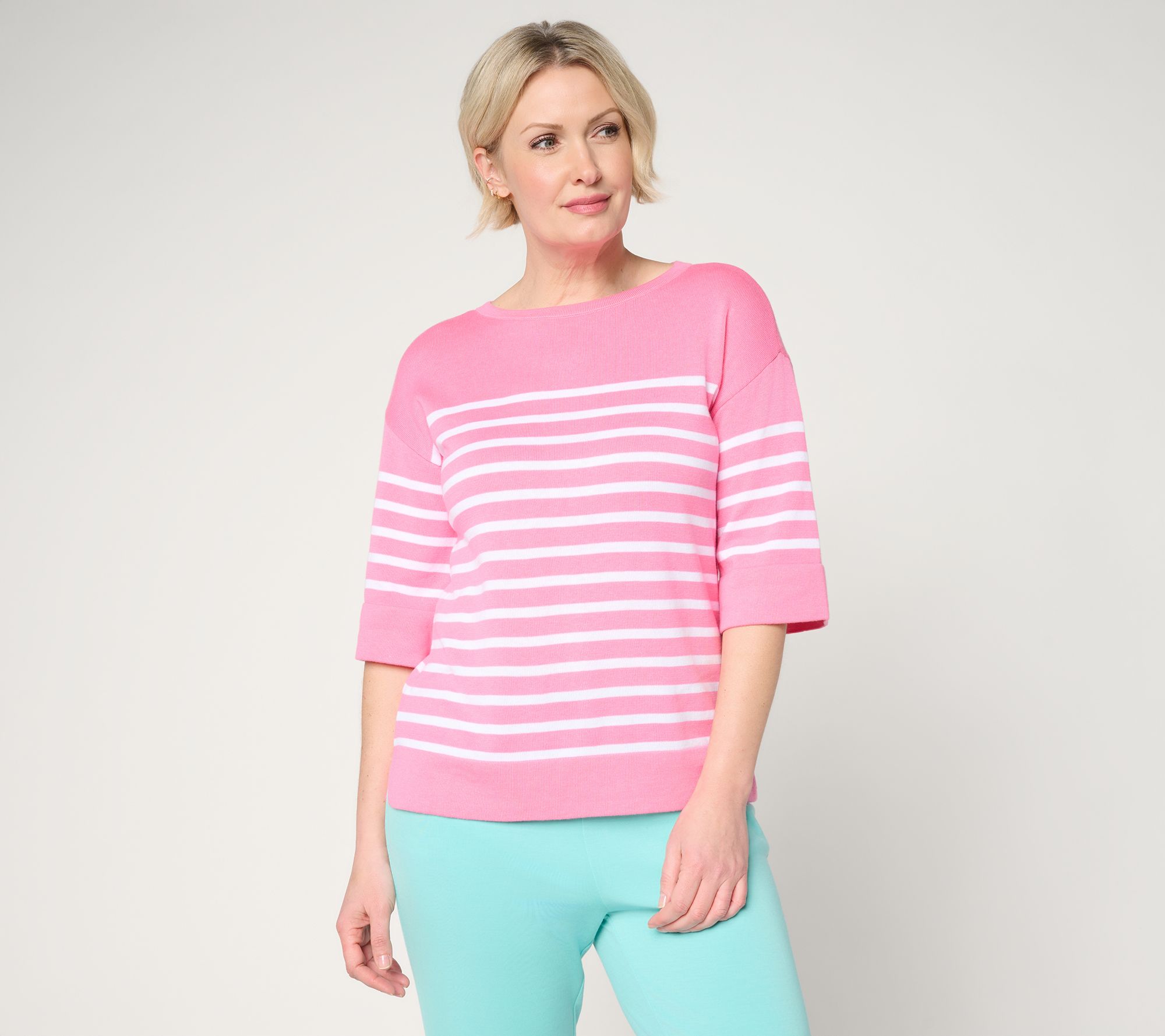 "As Is" Belle by Kim Gravel Stripes & the City Elbow Sleeve Sweater