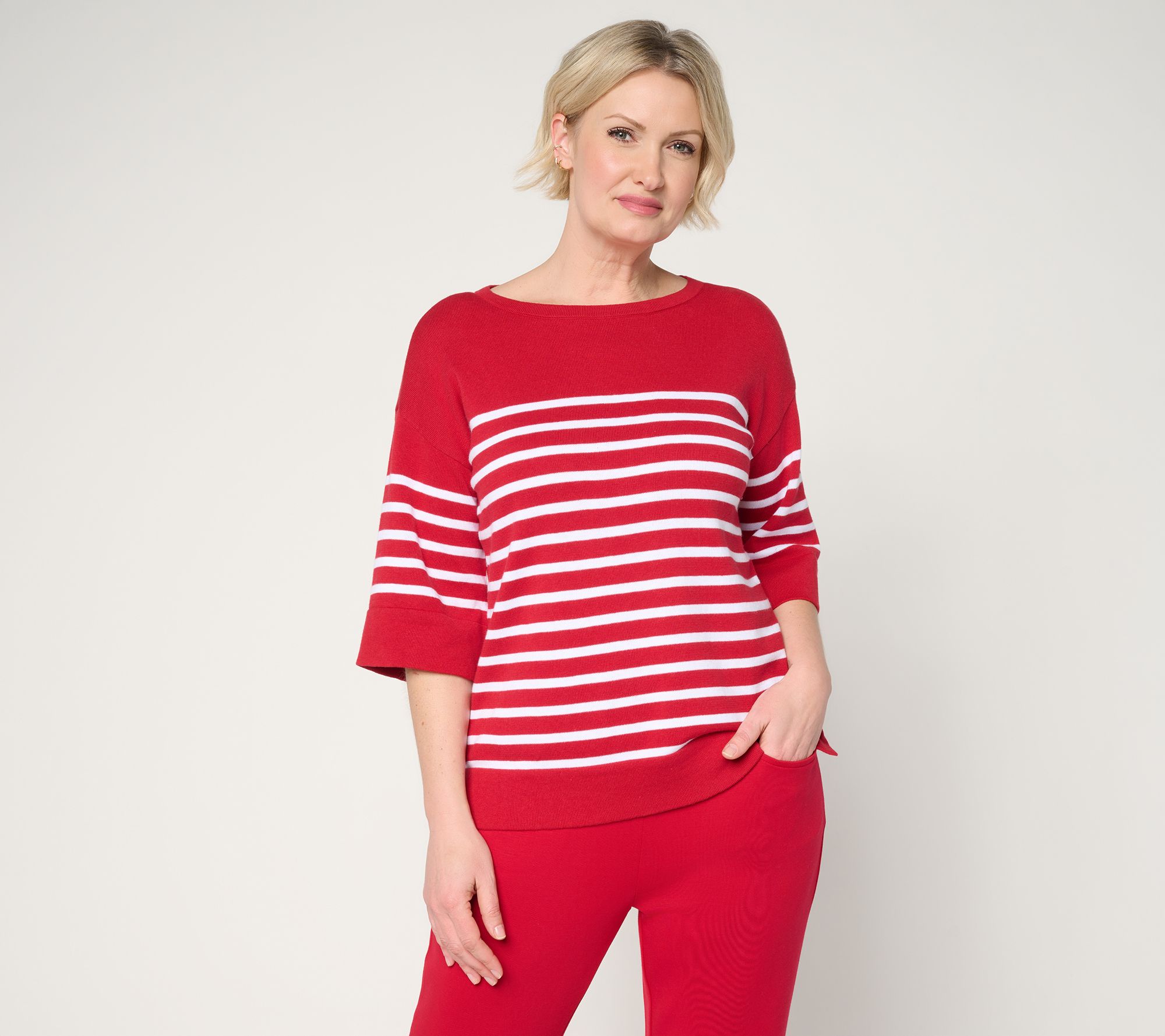 "As Is" Belle by Kim Gravel Stripes & the City Elbow Sleeve Sweater