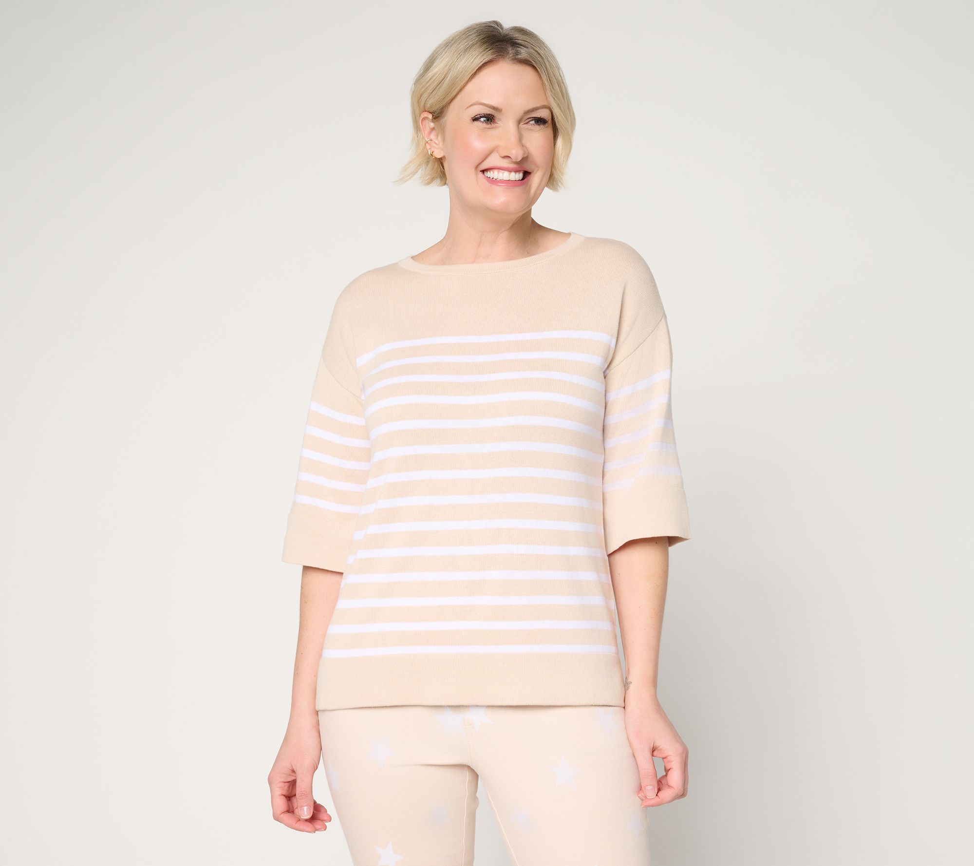 "As Is" Belle by Kim Gravel Stripes & the City Elbow Sleeve Sweater