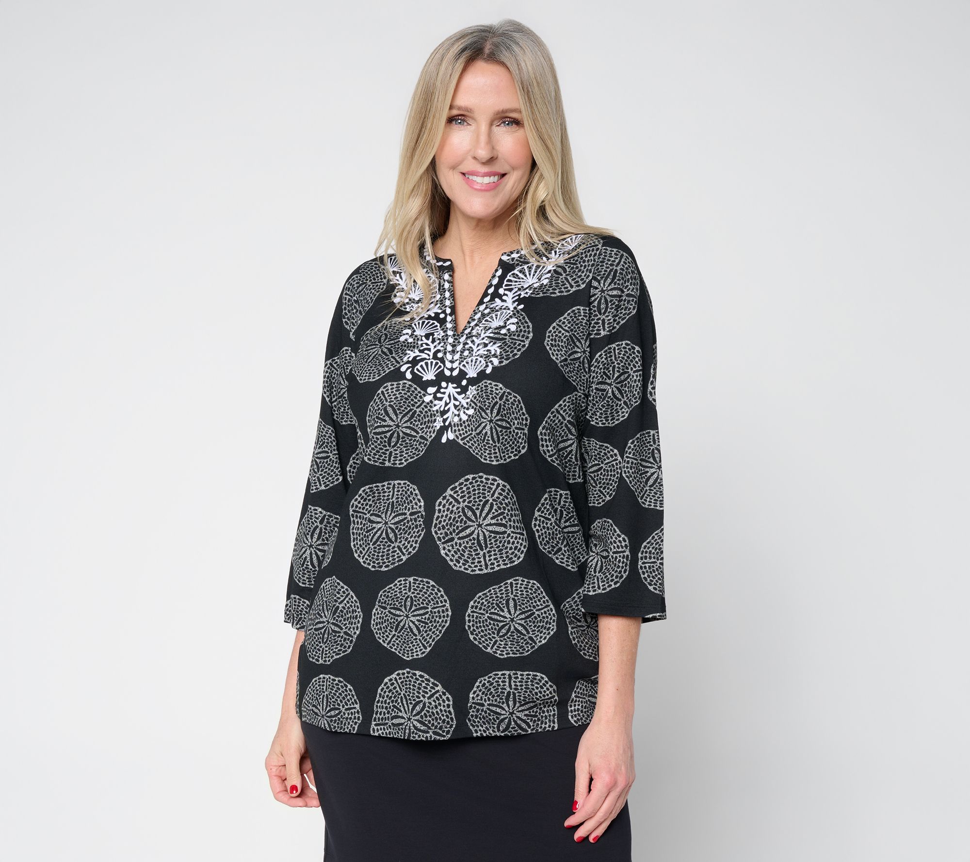 "As Is" Belle Beach by Kim Gravel Cabana Knit Sand to Soiree Tunic