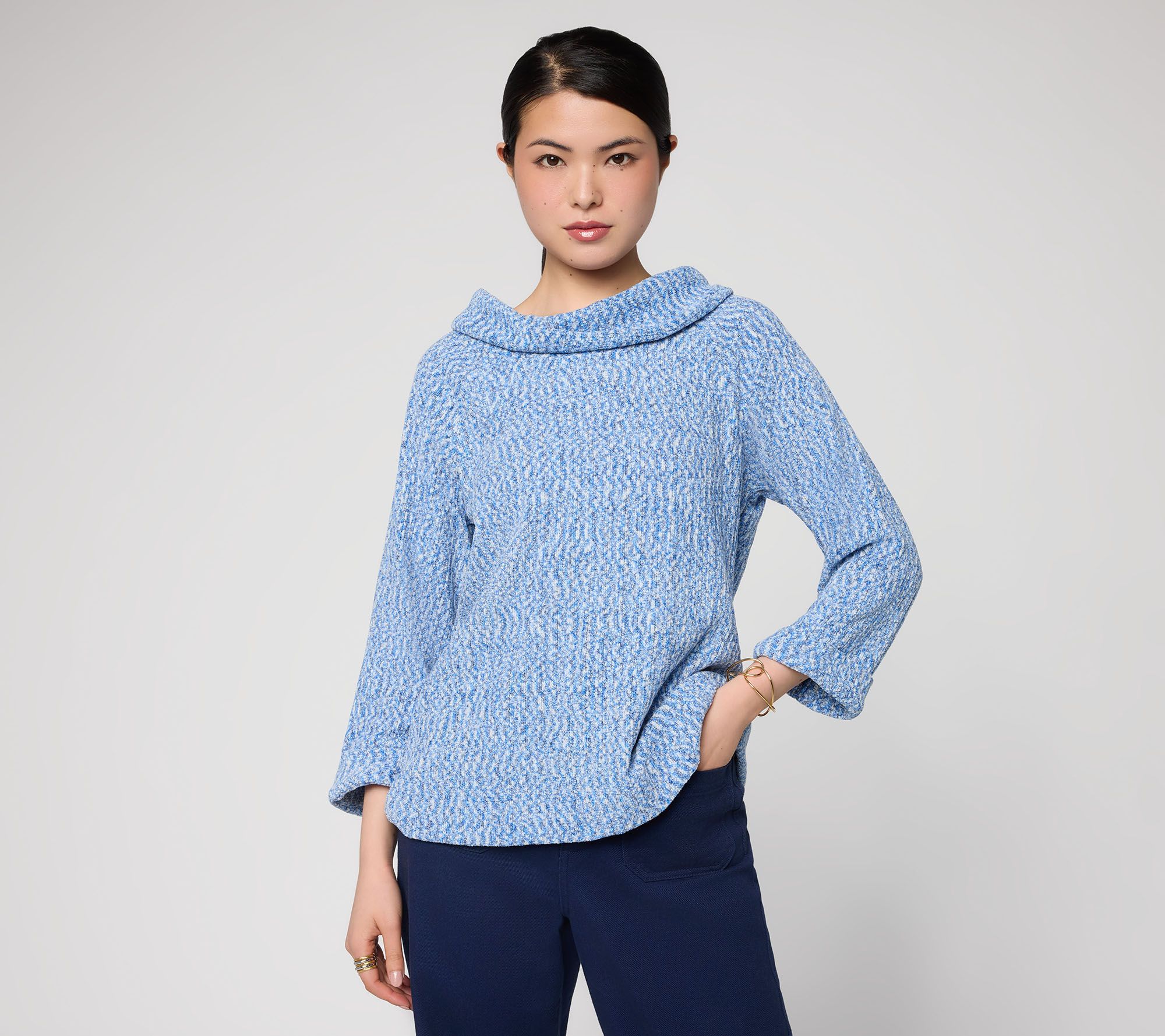 Denim & Co. Chenille Bracelet Sleeve Cowl Neck Sweater