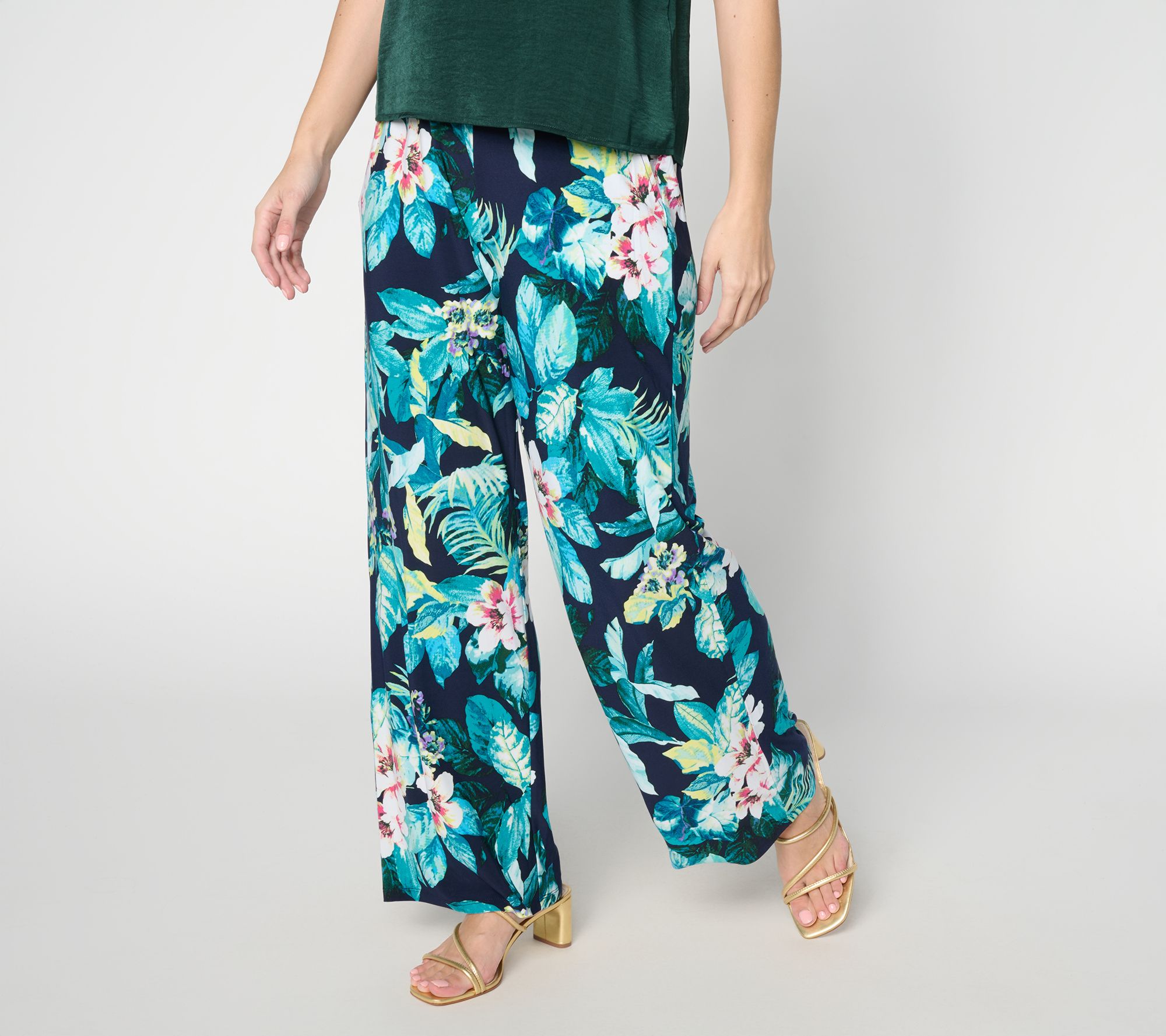 "As Is" Women with Control Reg Printed ComoJersey Wide Leg Cabana Pant