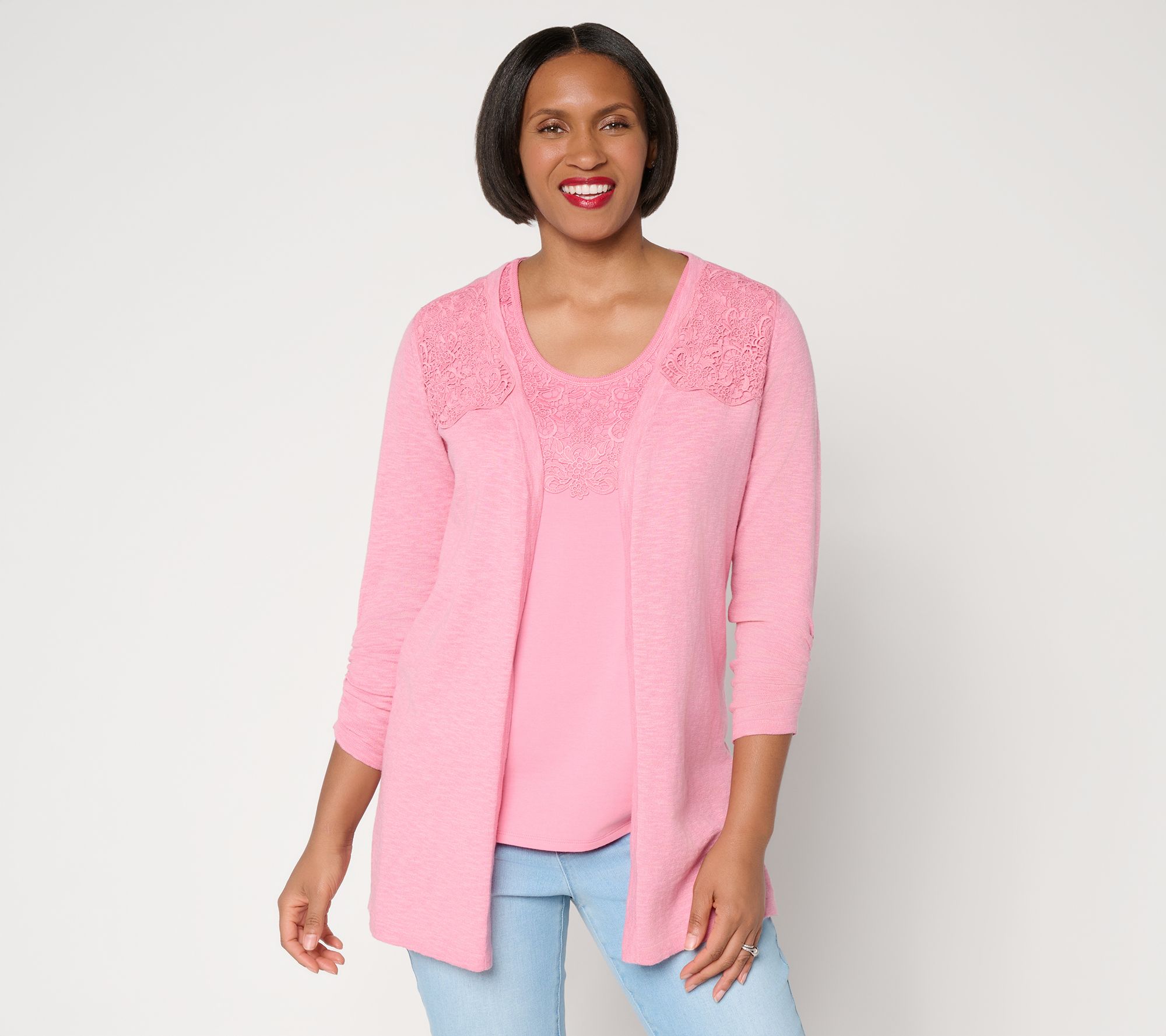 "As Is" Ree by the Pioneer Woman Regular Lace Shoulder Knit Cardigan
