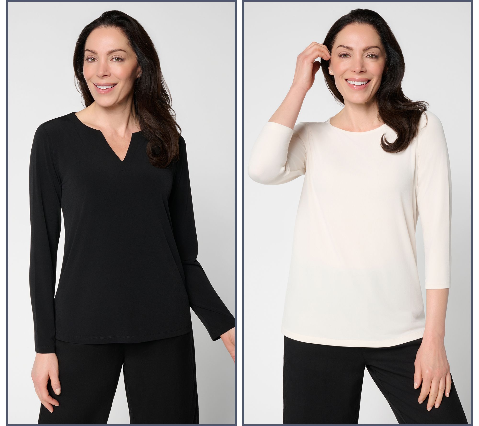 "As Is" Susan Graver Essentials Set of 2 Liquid Knit Tops