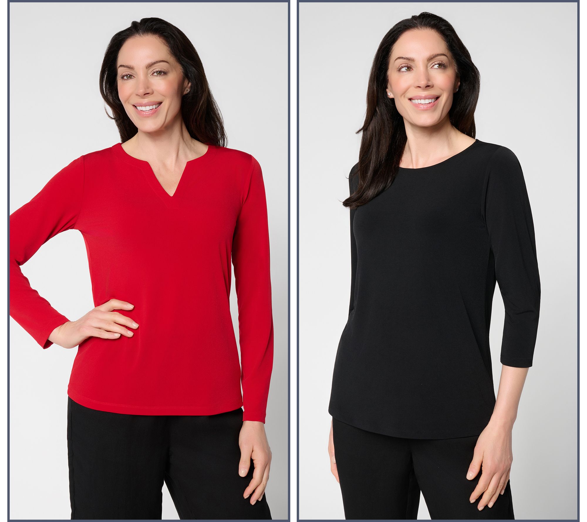 "As Is" Susan Graver Essentials Set of 2 Liquid Knit Tops