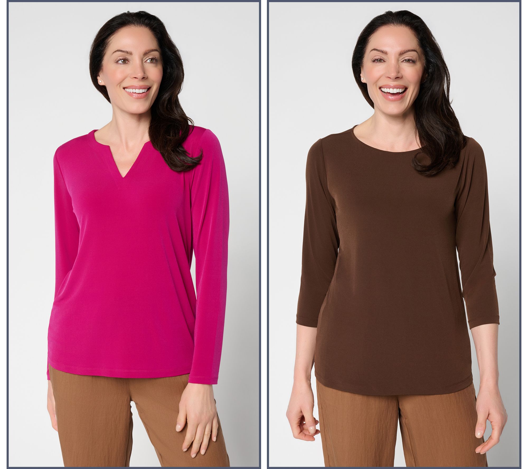 "As Is" Susan Graver Essentials Set of 2 Liquid Knit Tops