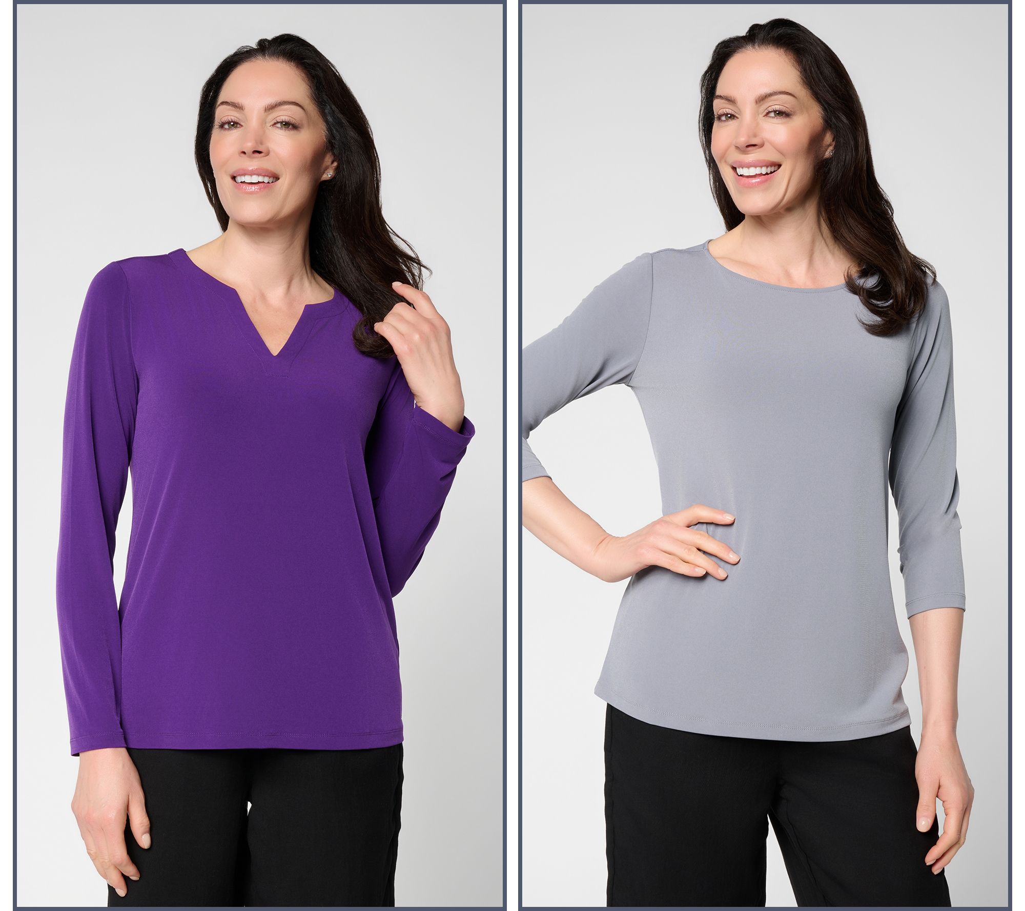 "As Is" Susan Graver Essentials Set of 2 Liquid Knit Tops