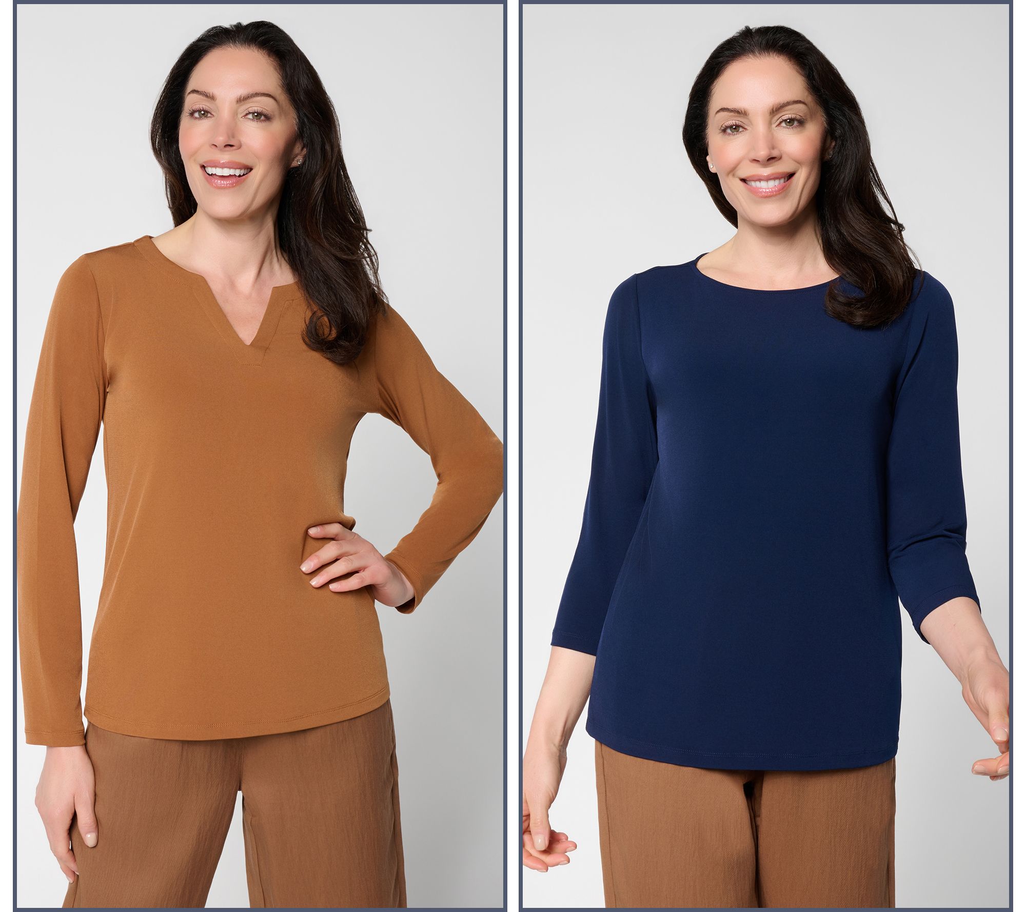"As Is" Susan Graver Essentials Set of 2 Liquid Knit Tops