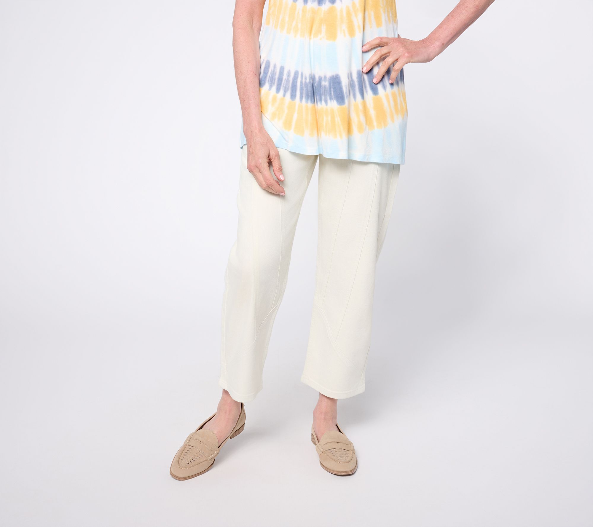 "As Is" LOGO by Lori Goldstein Petite Colored Seamed Cropped Jeans
