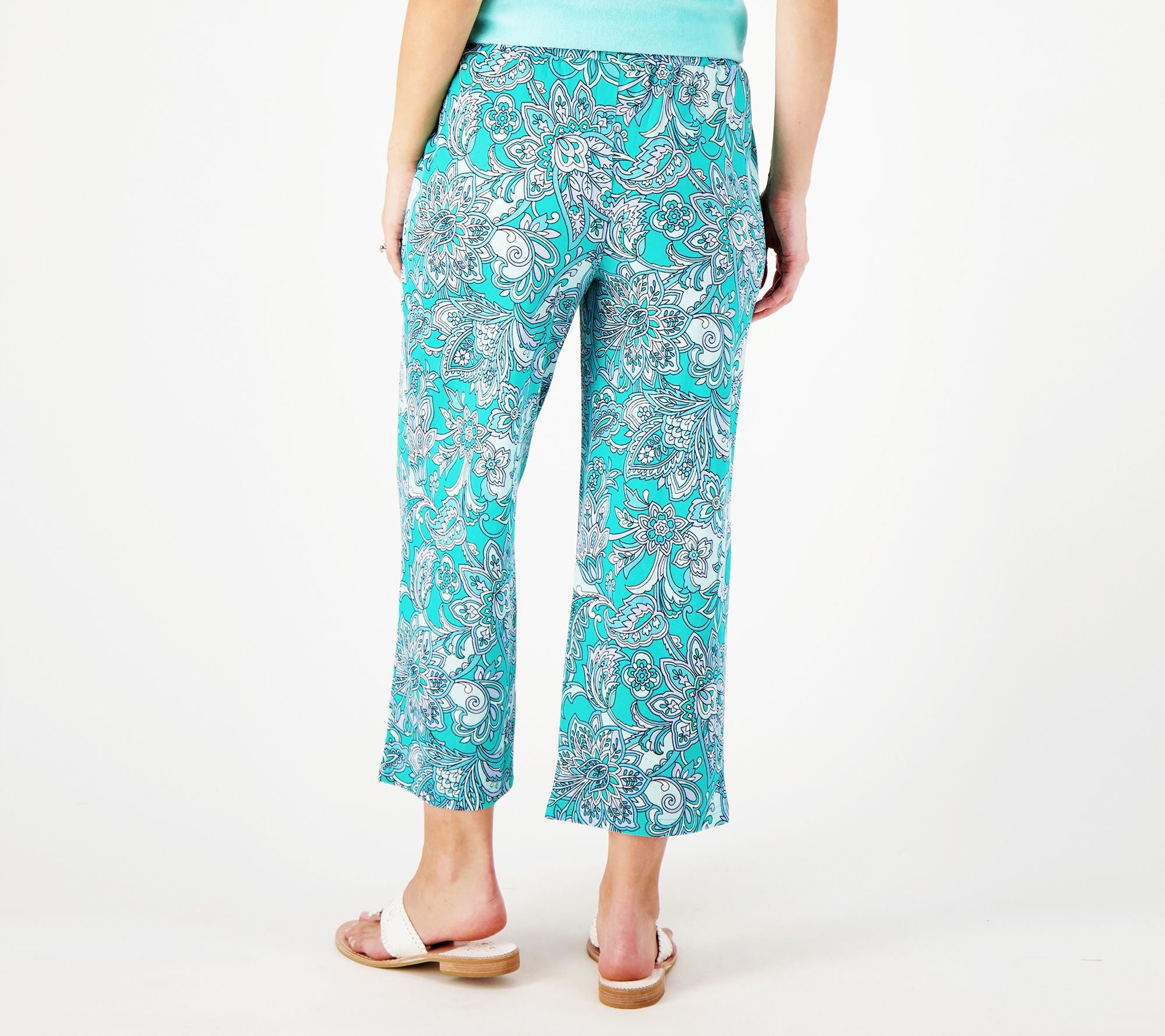 Belle Beach by Kim Gravel Cabana Knit Cropped Beach Pant - QVC.com