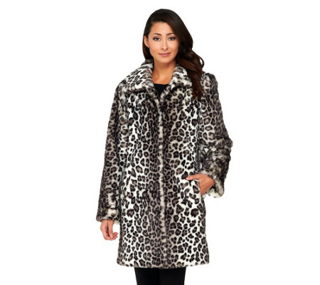 Dennis Basso Leopard Print Faux Fox Fur Fully Lined Coat - Page 1 — QVC.com