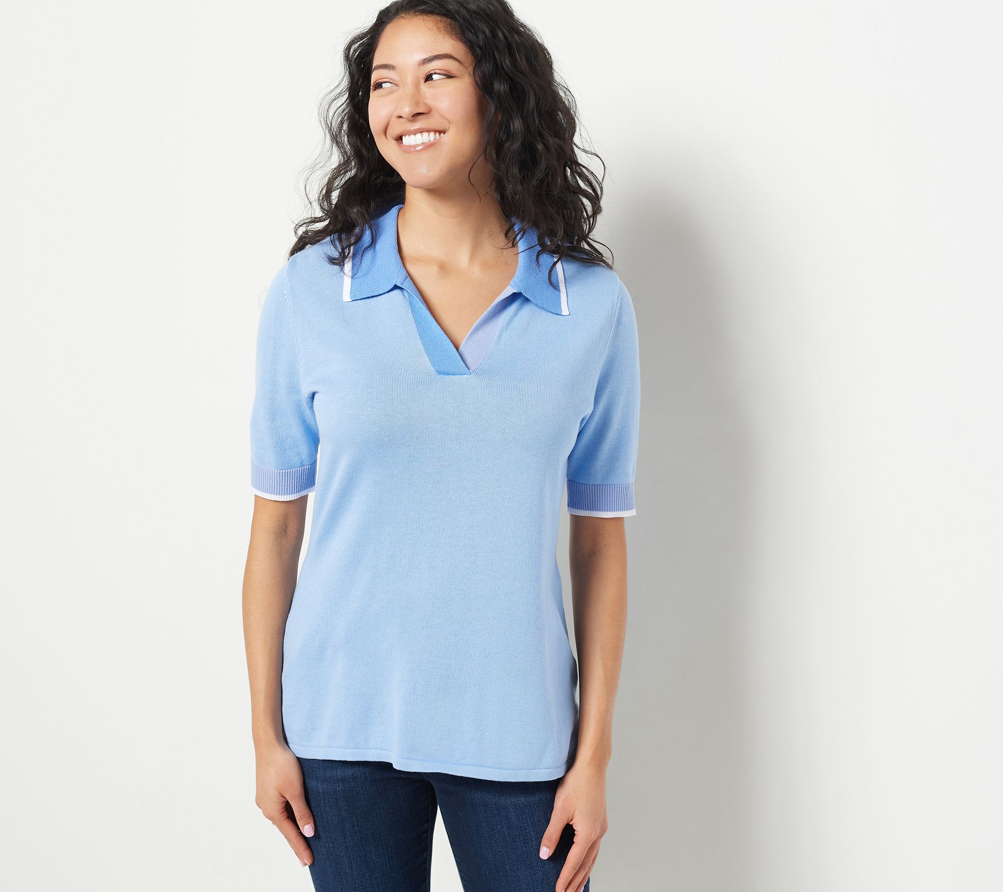 "As Is" Isaac Mizrahi Live! Color Blocked Pullover Sweater