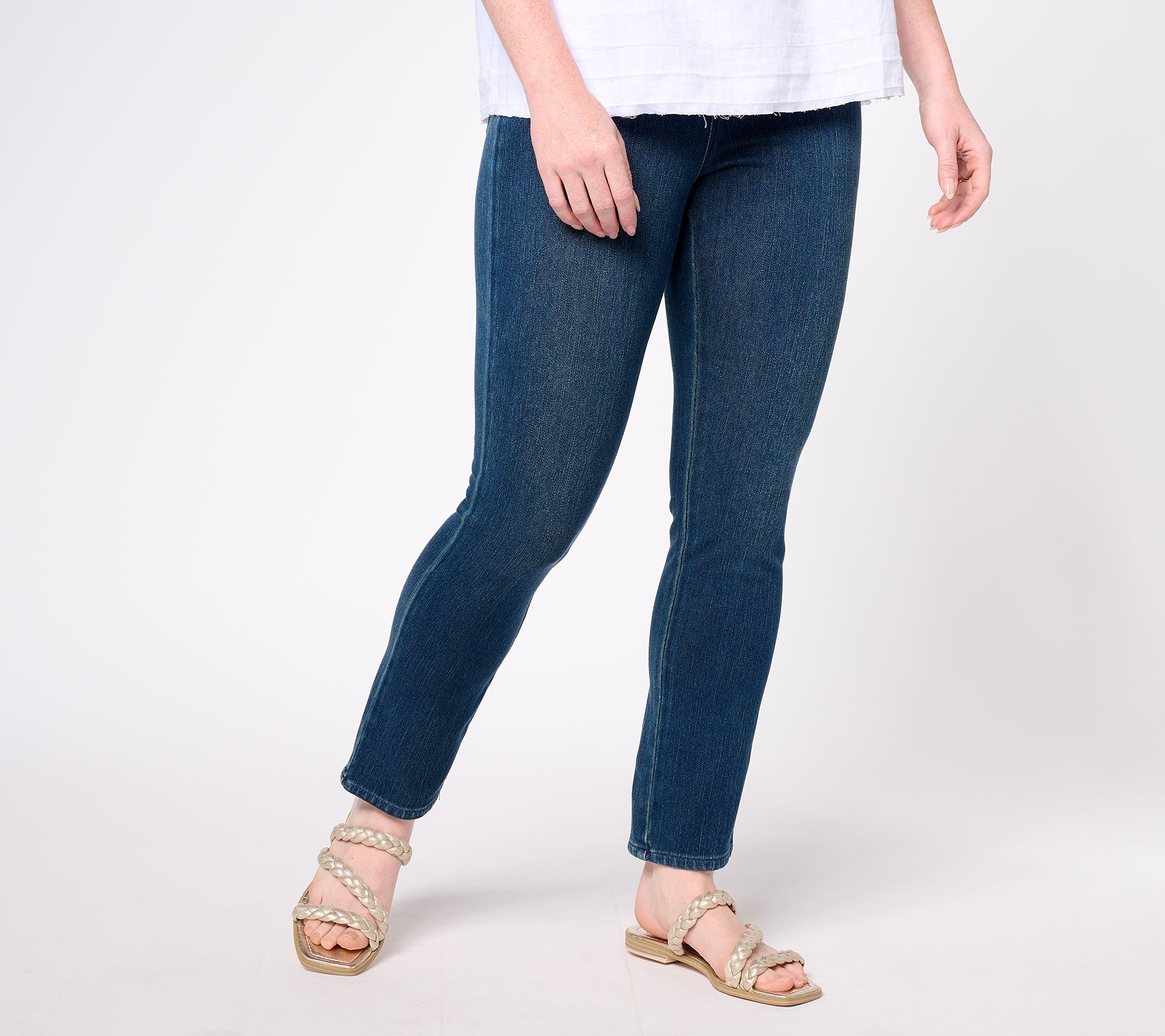 Belle by Kim Gravel Flexibelle Straight Leg Ankle Jean - QVC.com