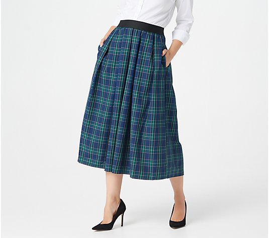 Joan Rivers Regular Pull-On Tartan Plaid Midi Skirt