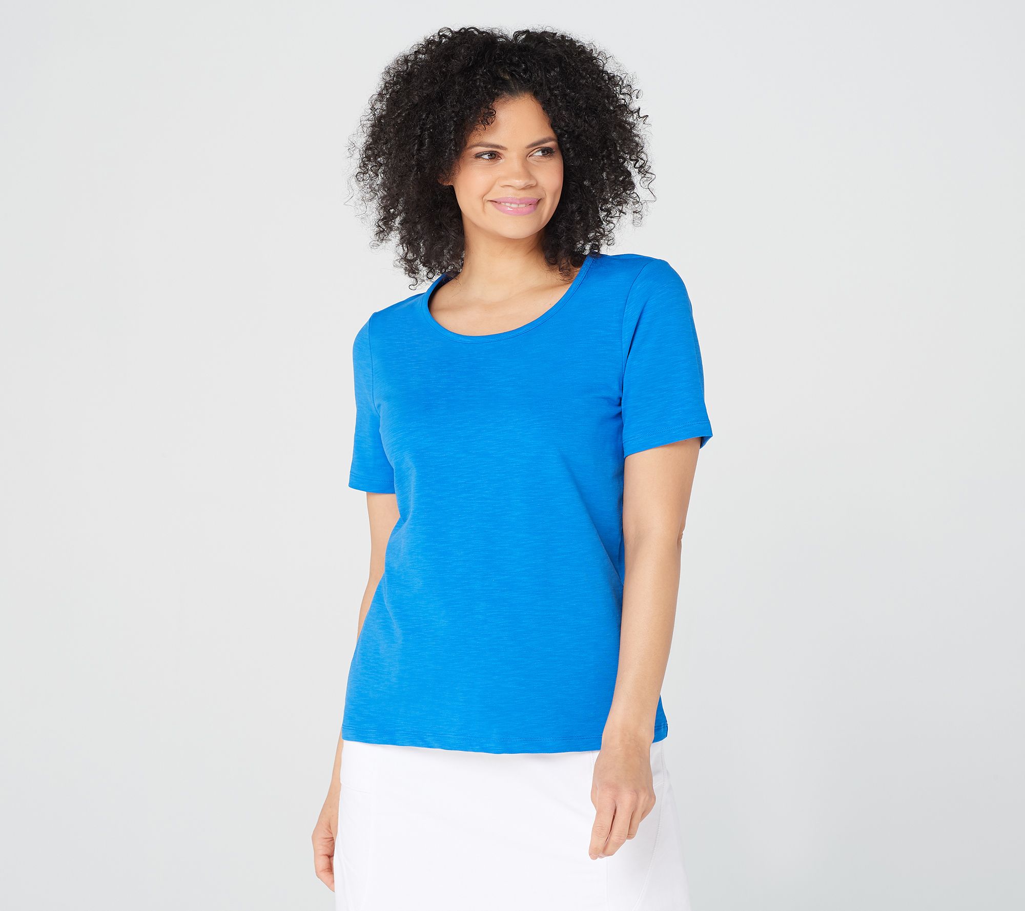 Denim & Co. Active Textured French Terry Short-Sleeve Top - QVC.com