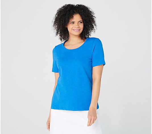 Denim & Co. Active Textured French Terry Short-Sleeve Top