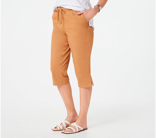 Denim & Co. Petite Casual EasyWear Twill Pull-On Skimmers