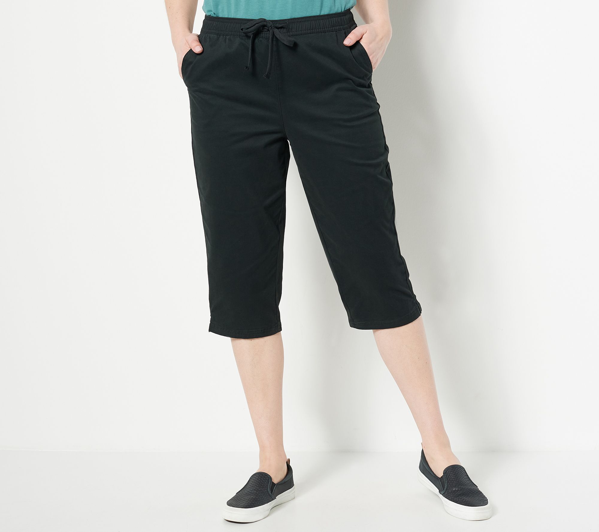 Denim & Co. Petite Casual EasyWear Twill Pull-On Skimmers