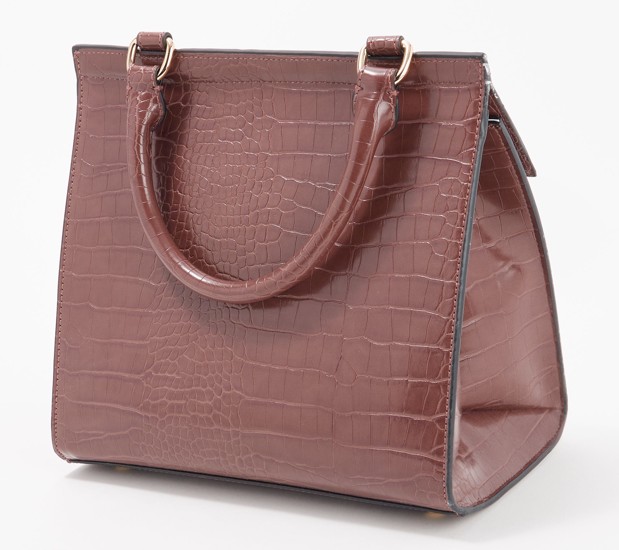 Simple Crocodile Embossed Handbag, Solid Color Satchel Bag, All