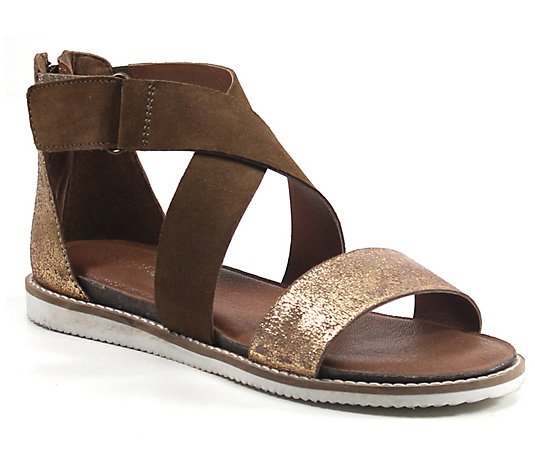 Diba True Strappy Leather Sandal with Flex Sole- Flip Toes