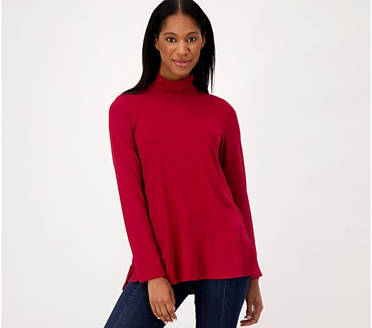 Susan Graver Weekend Pet. Cool Touch Mock Neck Long Sleeve Tunic