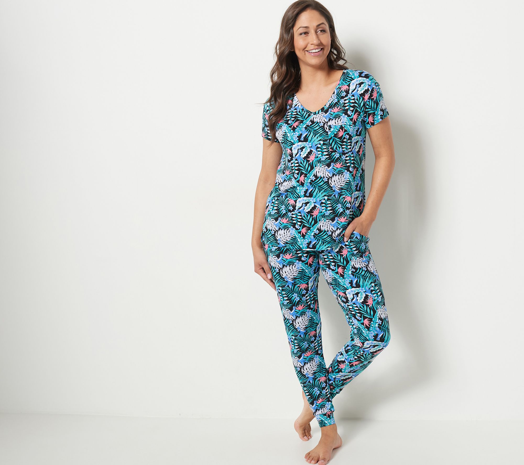 "As Is" Koolaburra by UGG Petite V-Neck Tee and Slim Pant Set