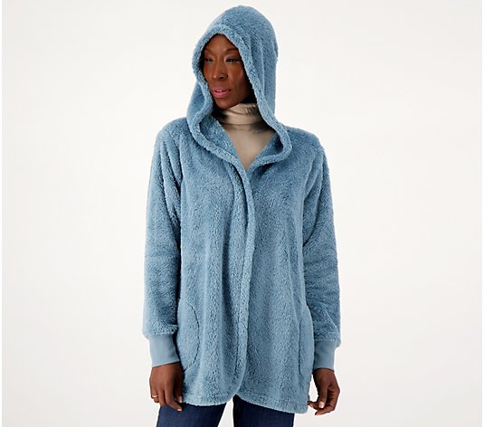 Denim & Co. Comfort Zone Sherpa Hooded Long Sleeve Cardigan
