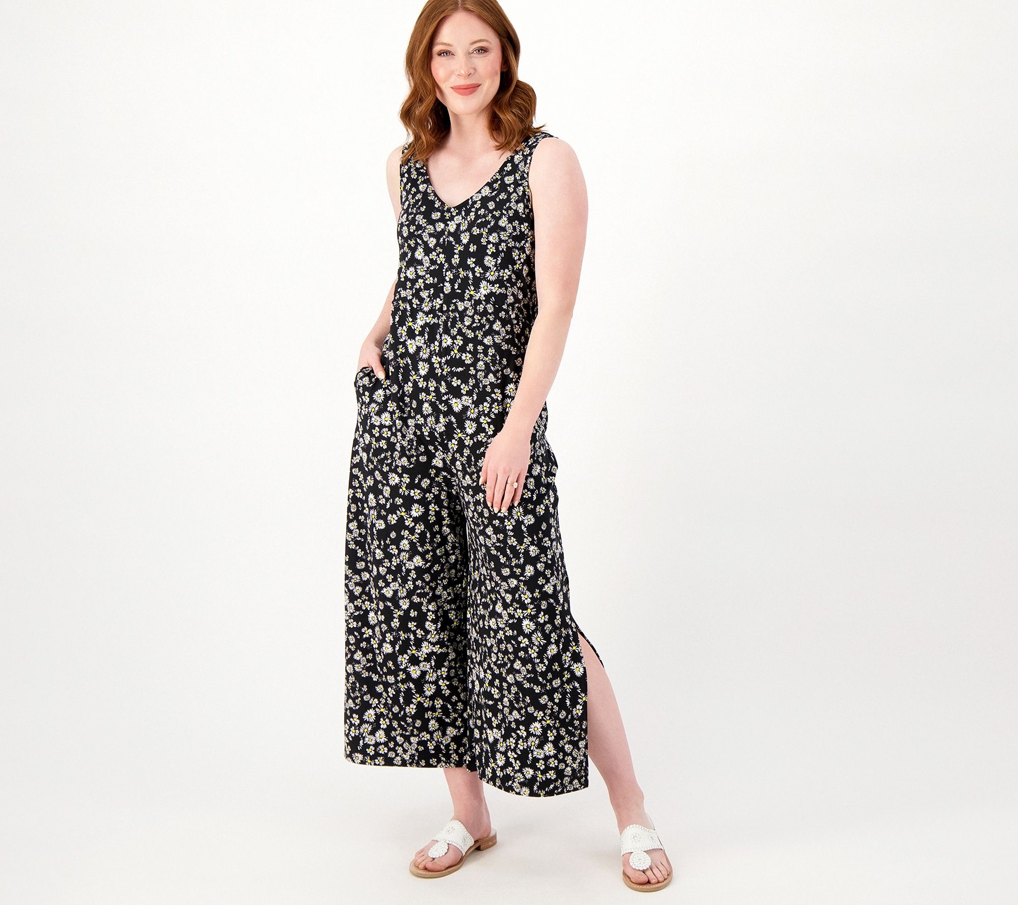 Cuddl Duds Tall Flexwear V-Neck Wide Leg Jumpsuit - QVC.com