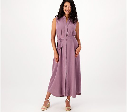 "As Is" Side Stitch Sleeveless Maxi Dress with Pleated Front