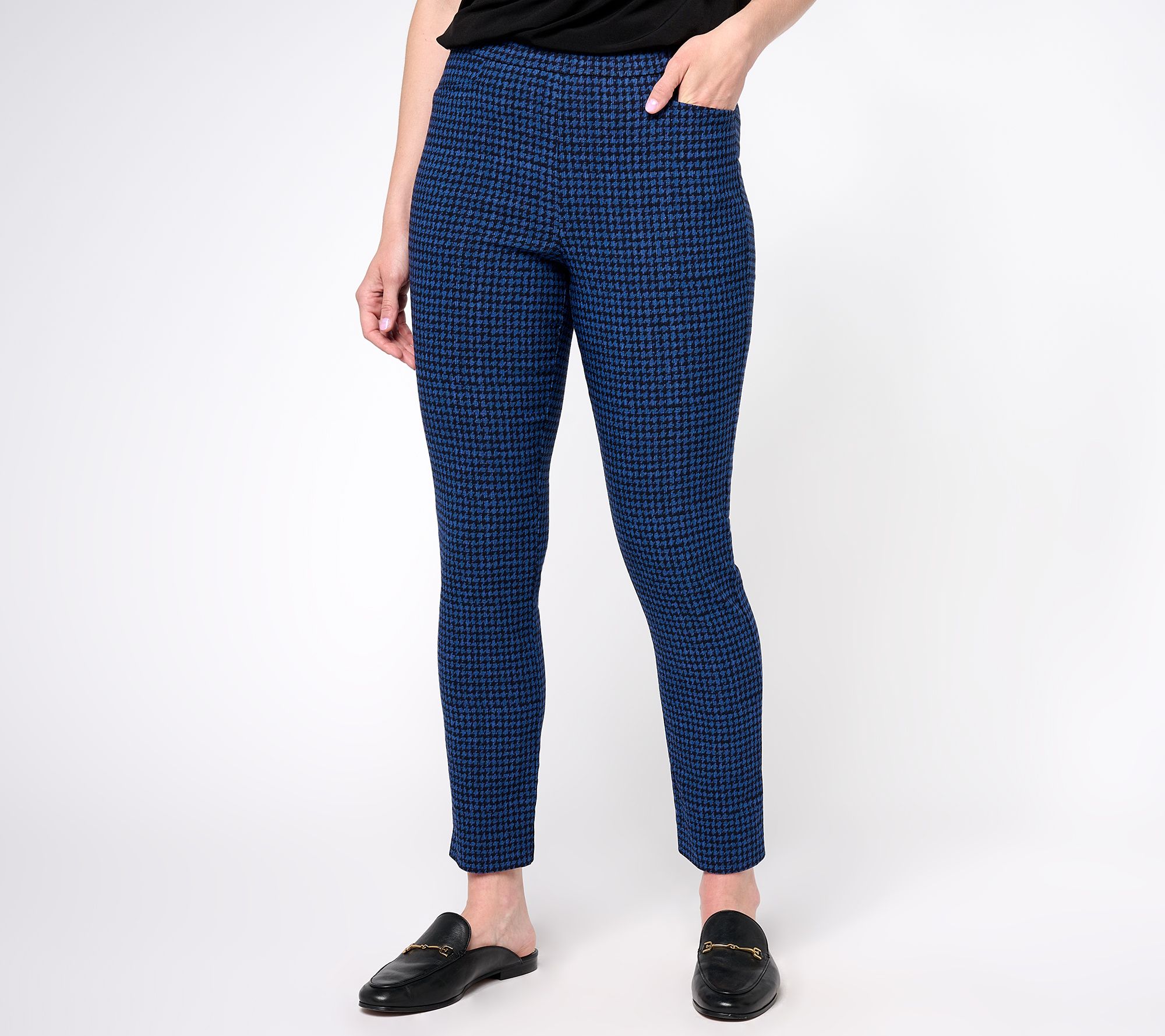 Susan Graver Petite Printed Textured Woven Ankle Pants