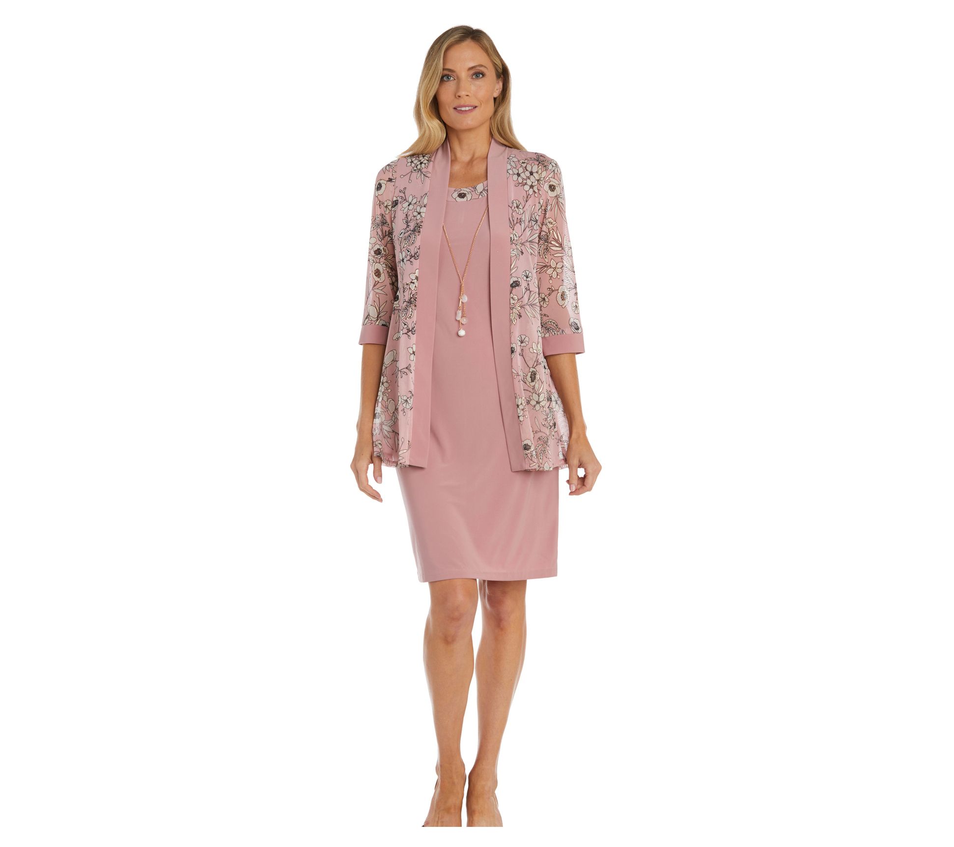 R&M Richards Pink and Gold Jacket Dress - QVC.com