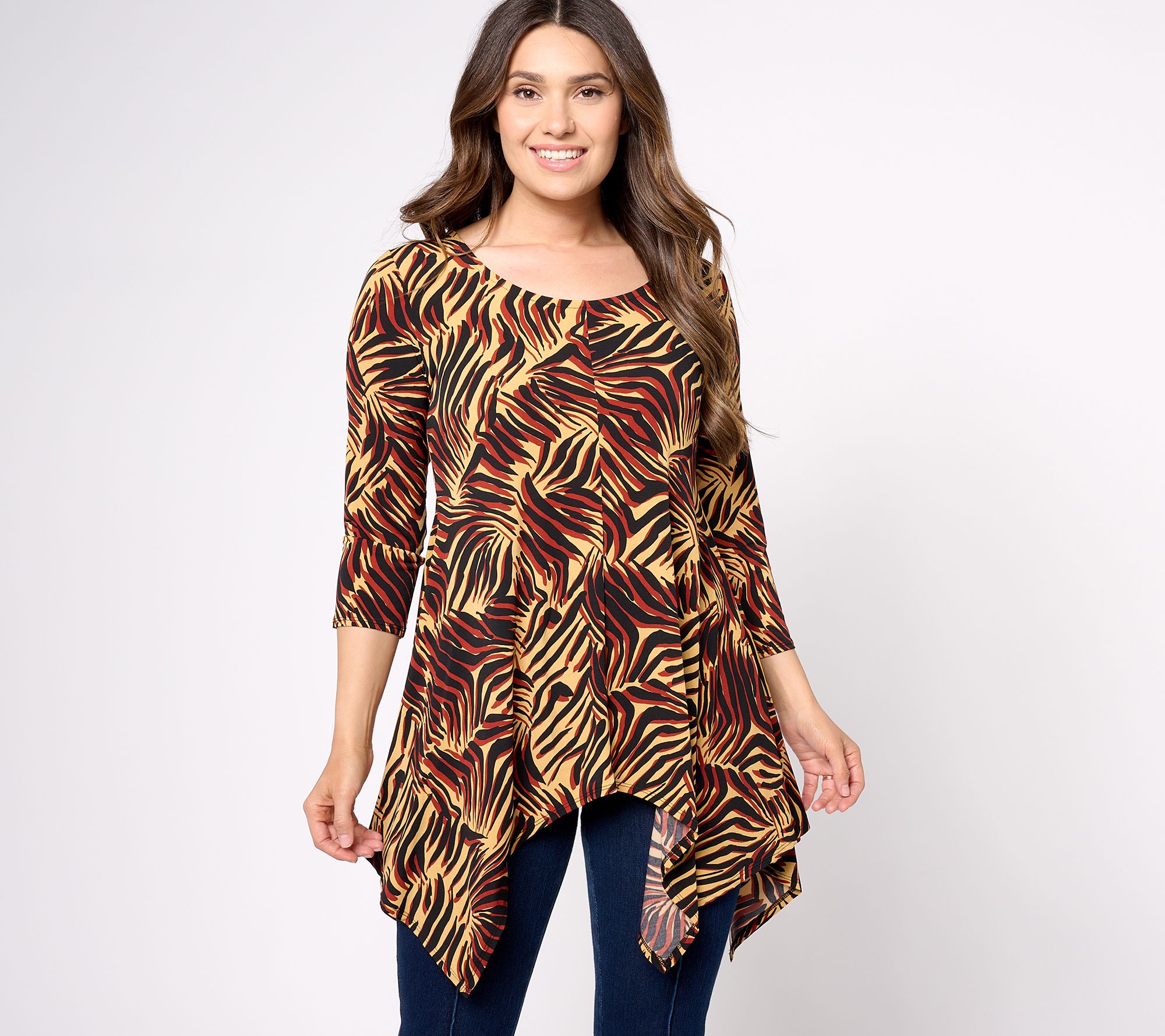 Attitudes by Renee Petite Como Jersey Dippy Tunic