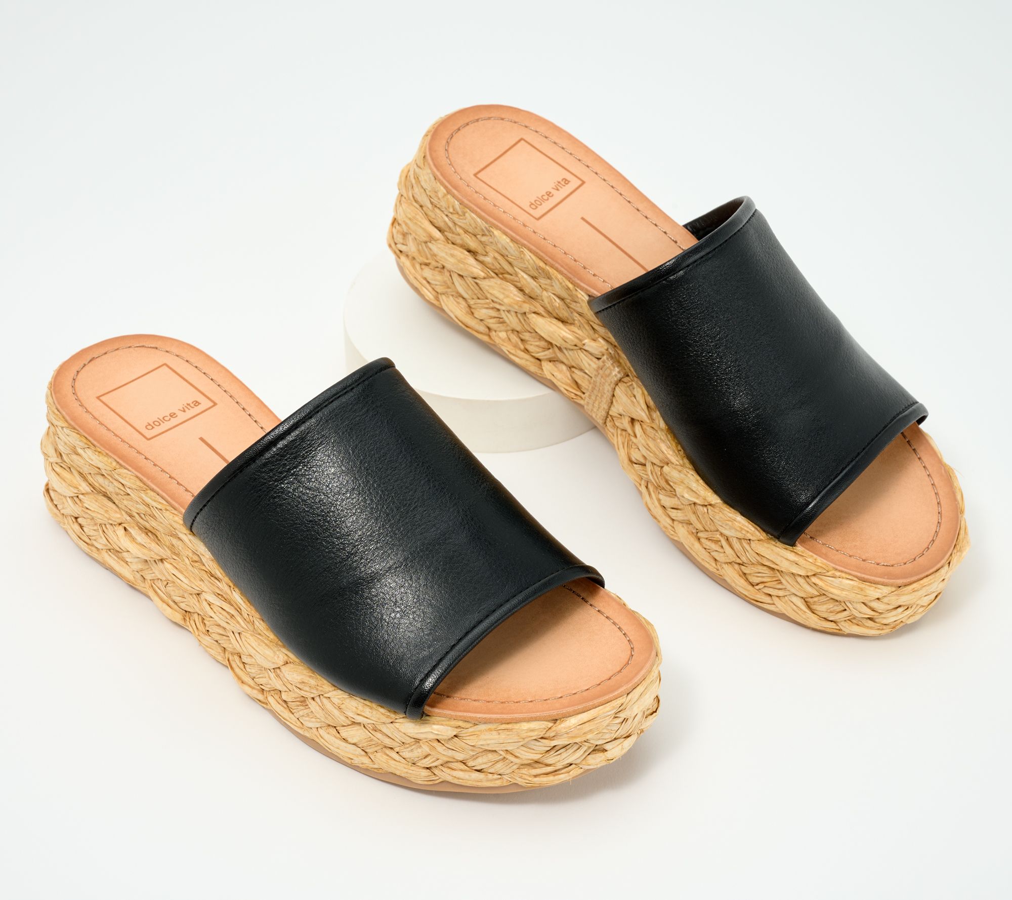 "As Is" Dolce Vita Raffia Bottom Slide Sandals- Pablos