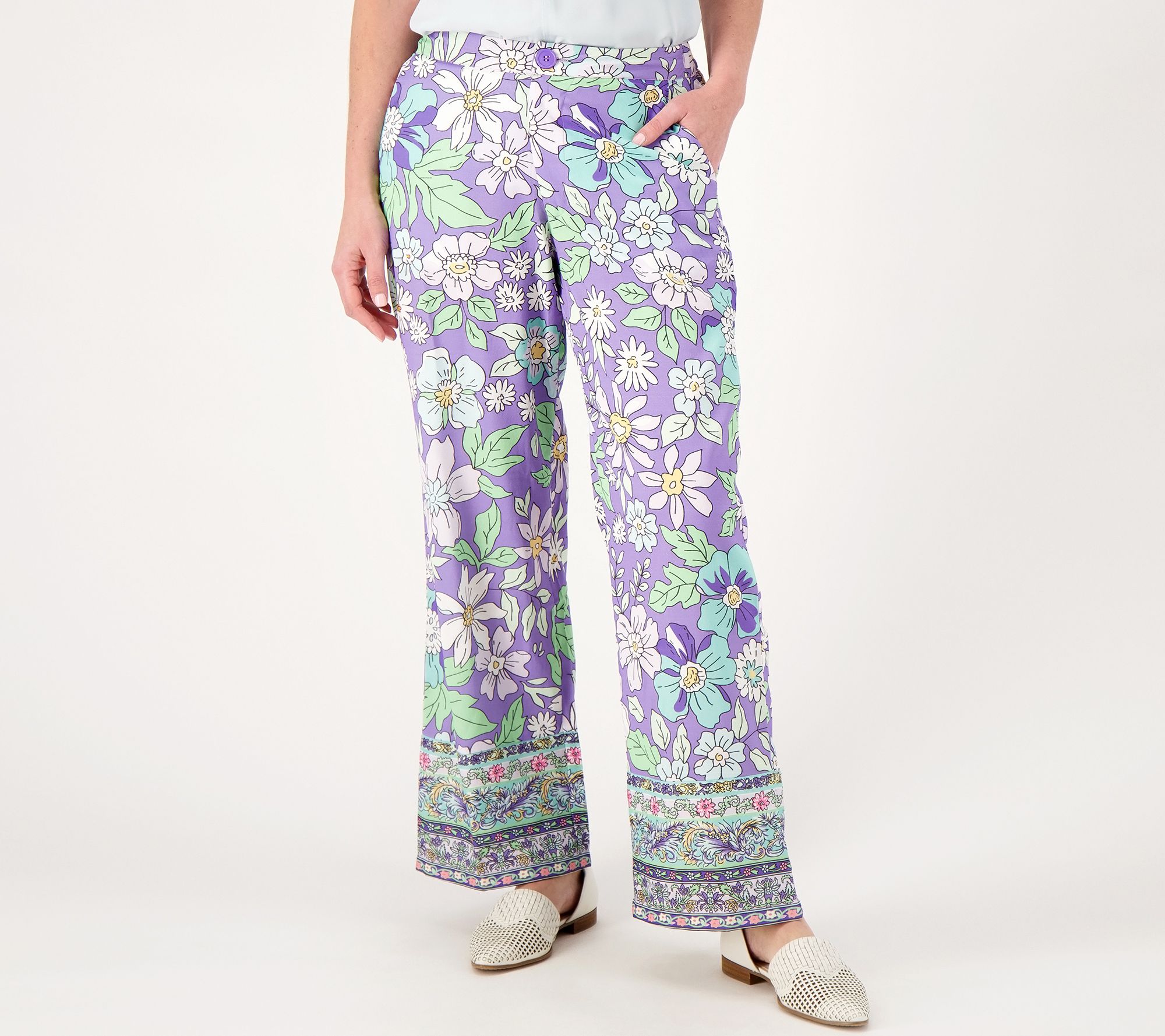 "As Is" Tolani Printed Pant with Elastic Waist and Pockets