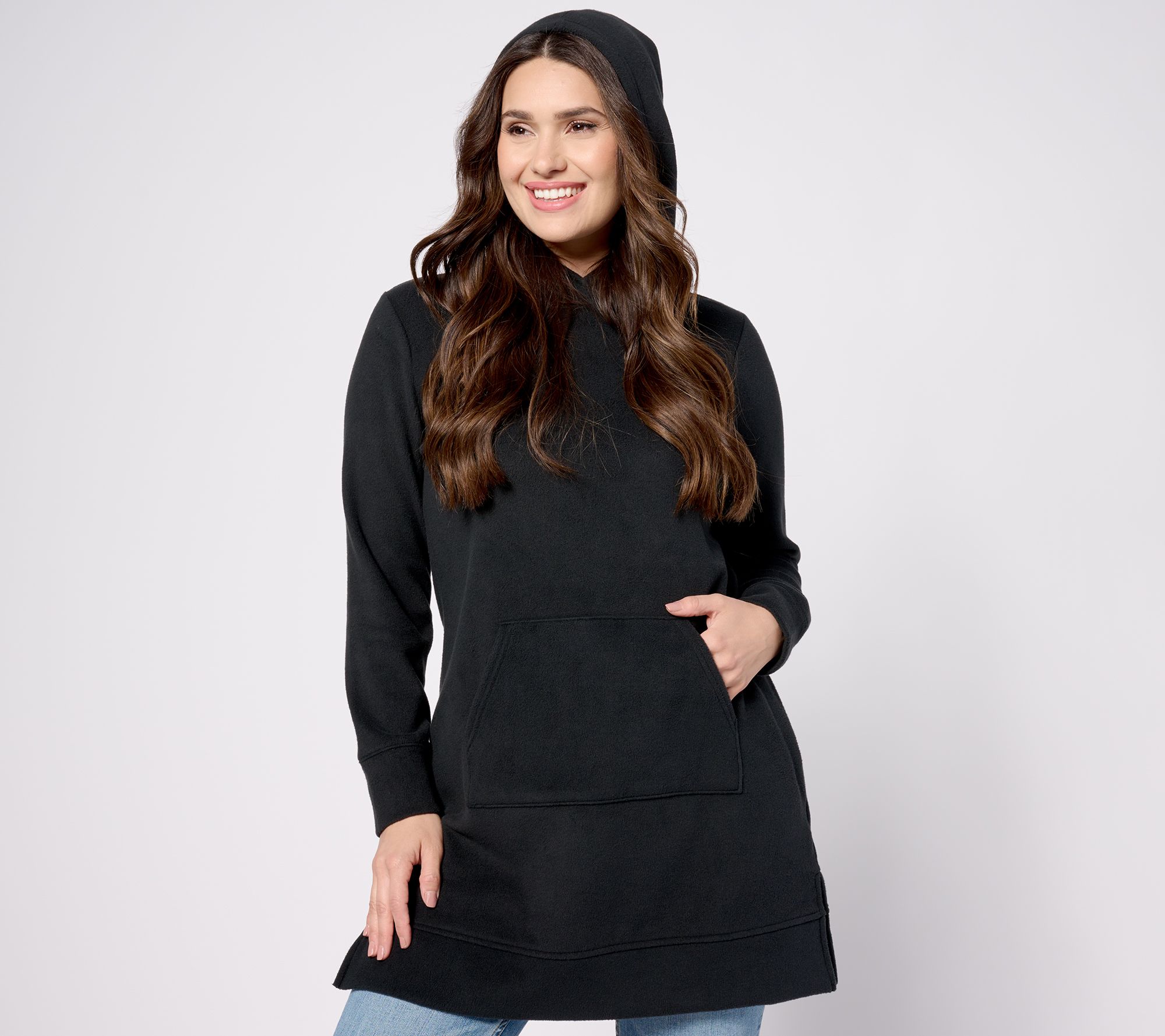 Denim & Co. Dream Fleece Regular Hooded Tunic Sweatshirt
