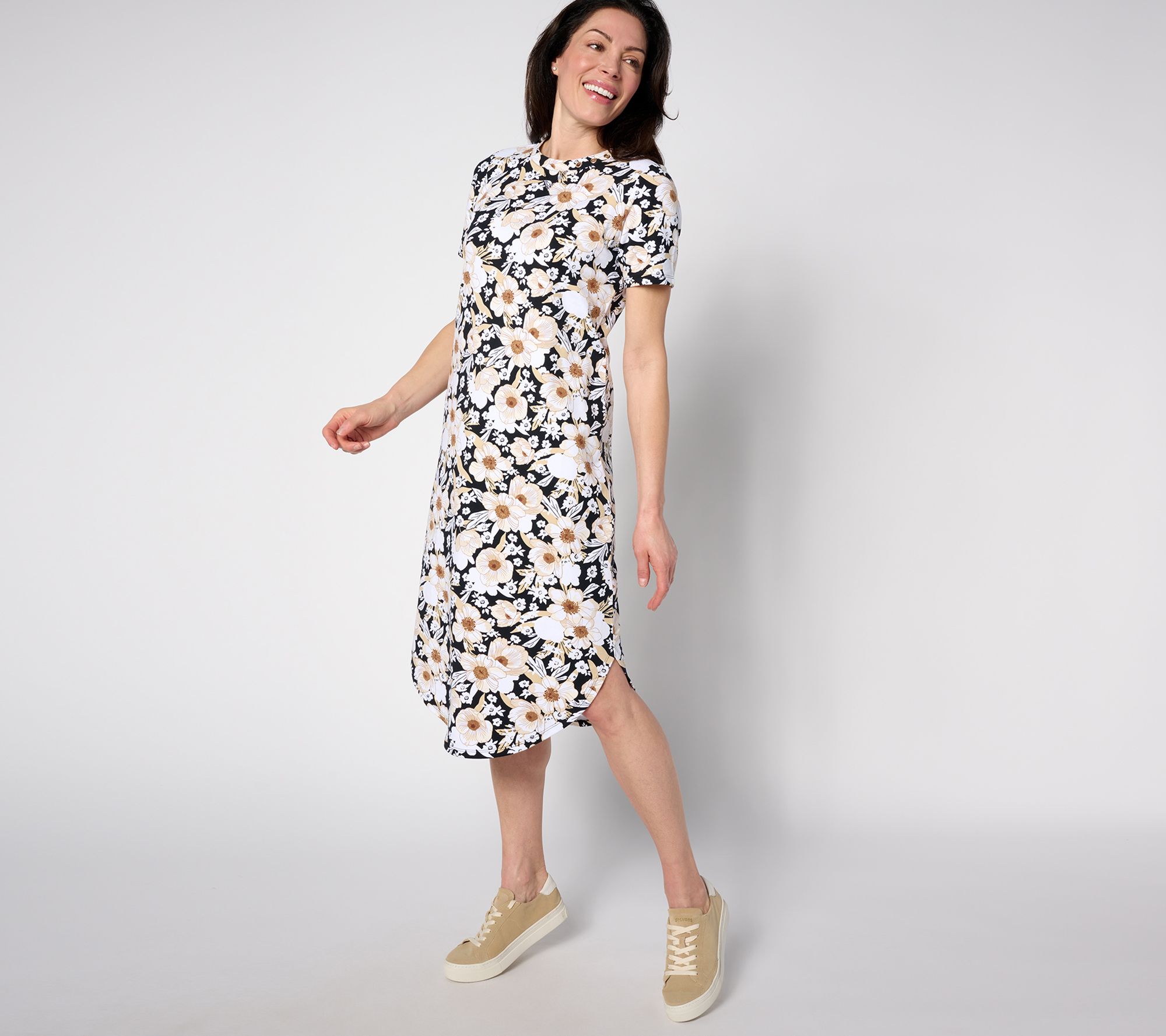 "As Is" Sport Savvy Regular French Terry Printed Midi T-Shirt Dress